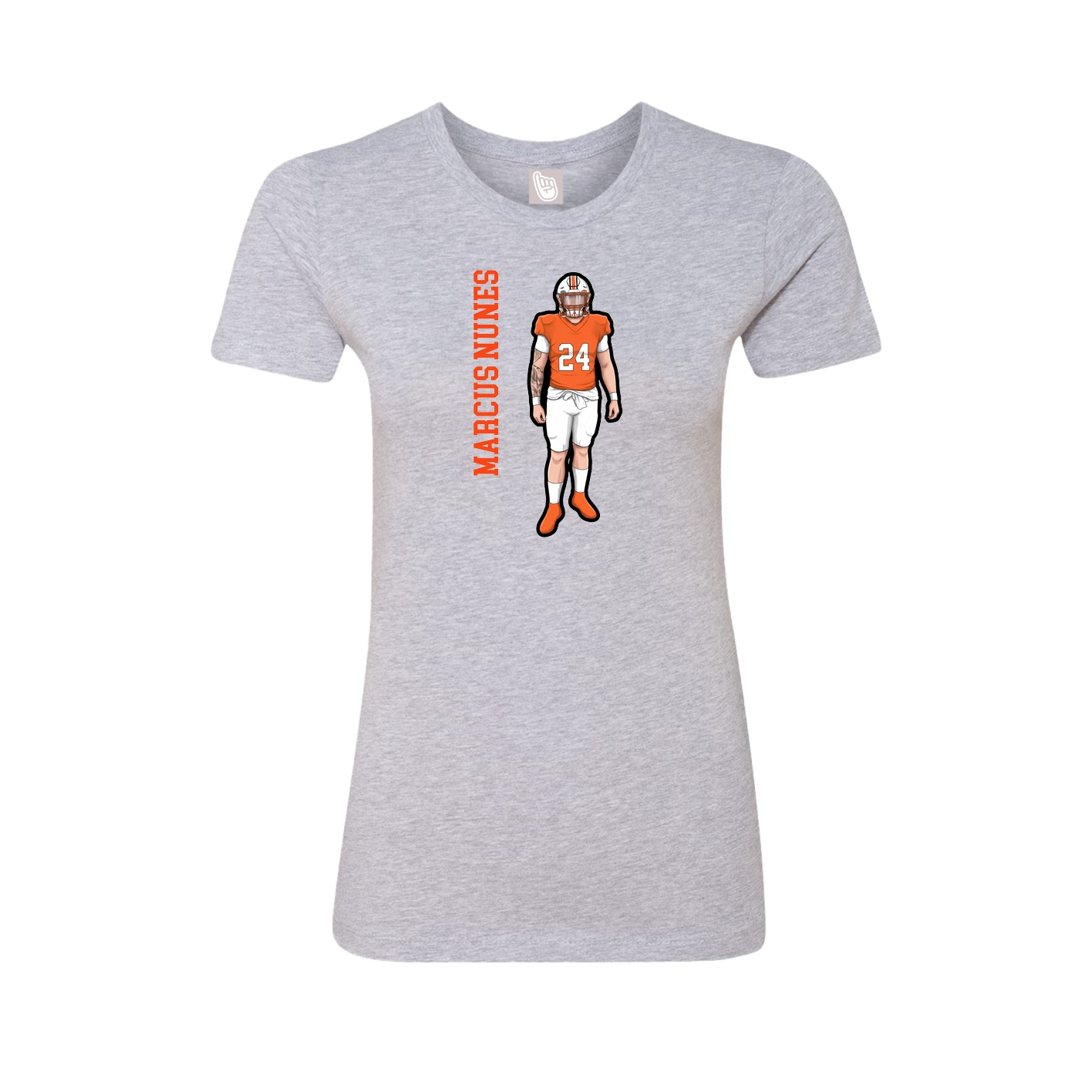 Fitted Women's Tee — Name Vertical in Grey