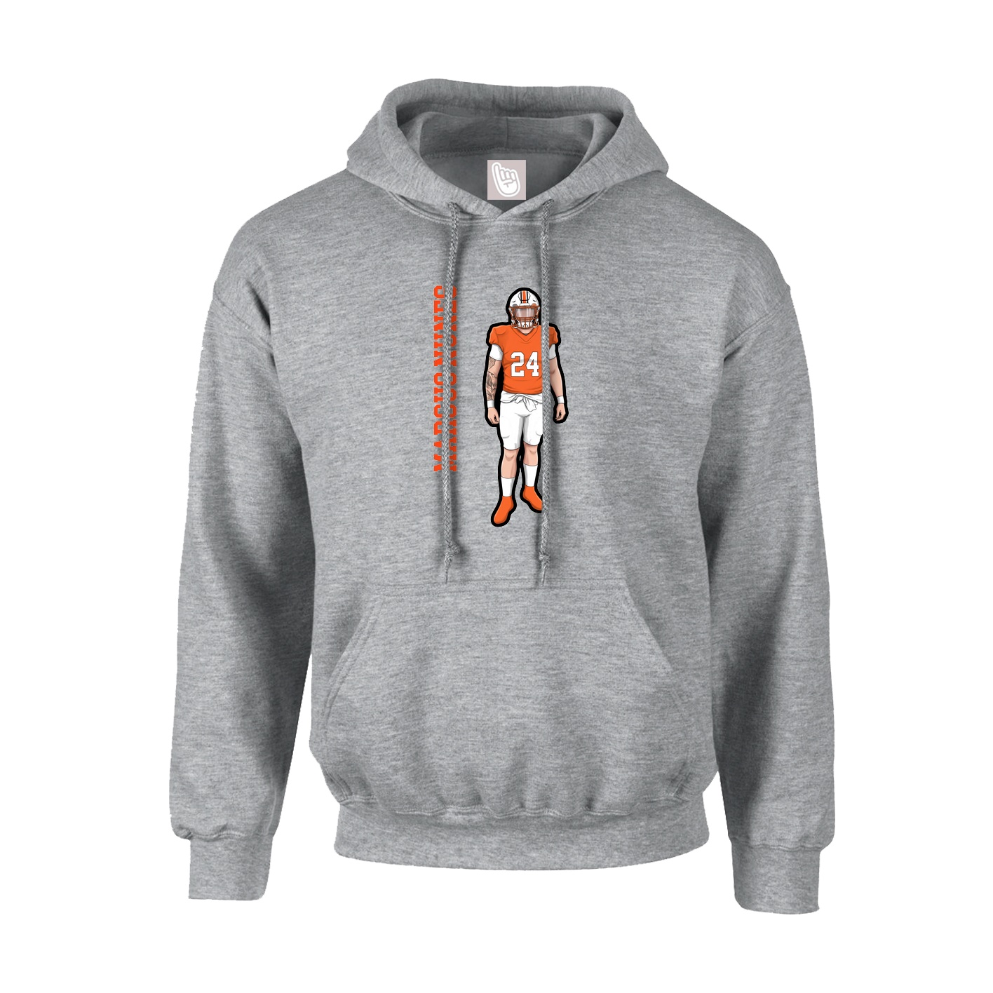 Youth Hoodie — Name Vertical in Grey