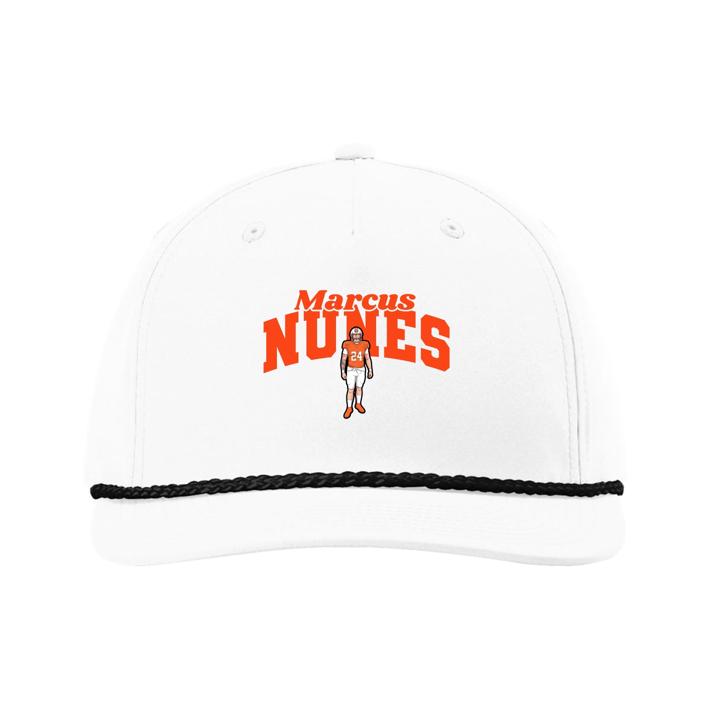Five-Panel Classic Rope Cap — Signature Arch in White