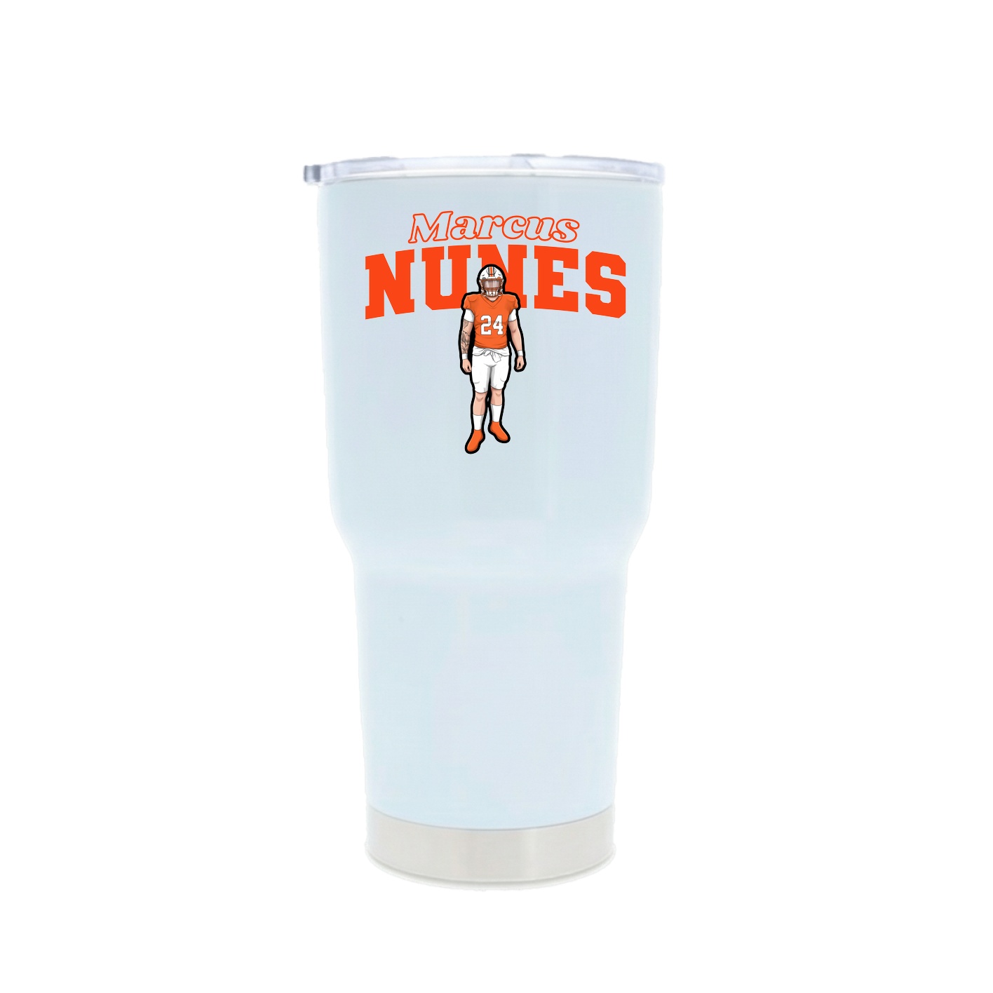 30oz Stainless Steel Tumbler — Name Arch in White