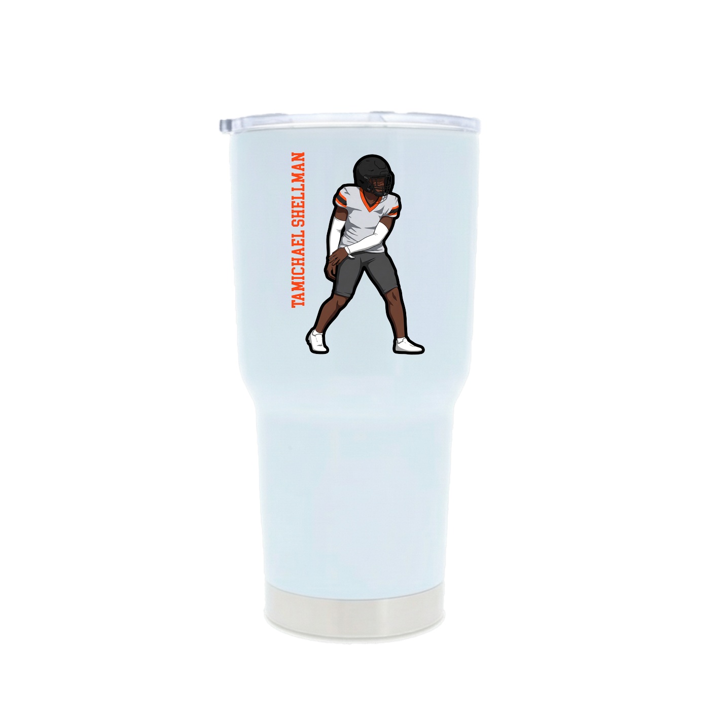 30oz Stainless Steel Tumbler — Name Vertical in White