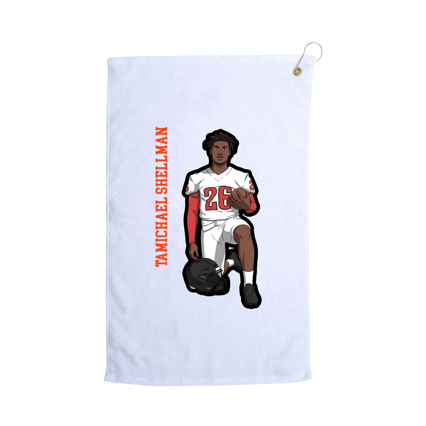Golf Towel — Name Vertical in White