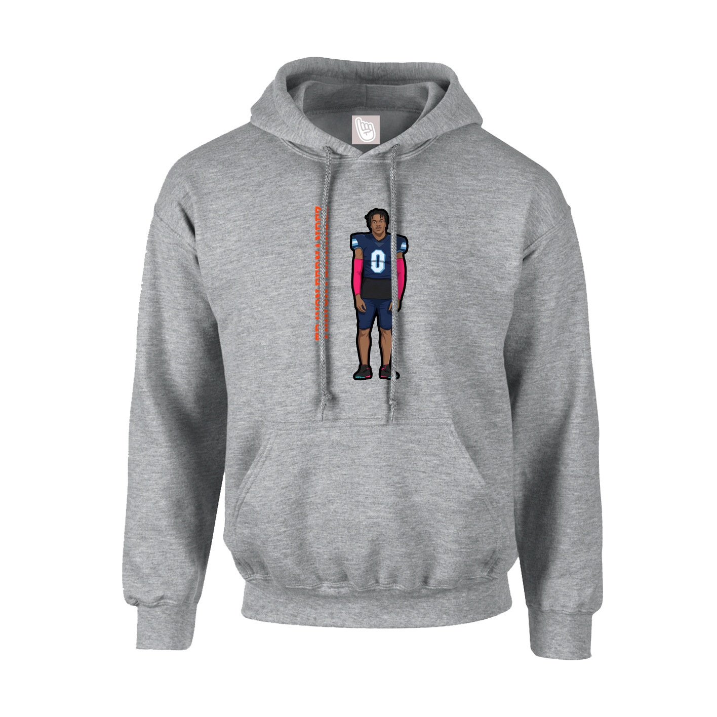 Hoodie — Name Vertical in Grey