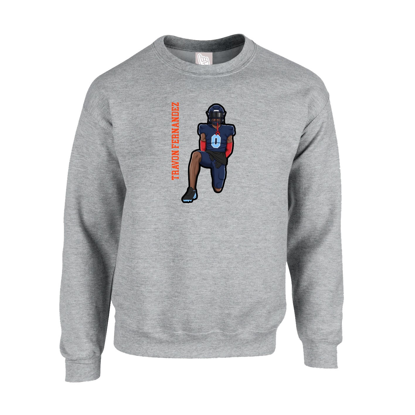 Fleece Crew — Name Vertical in Grey