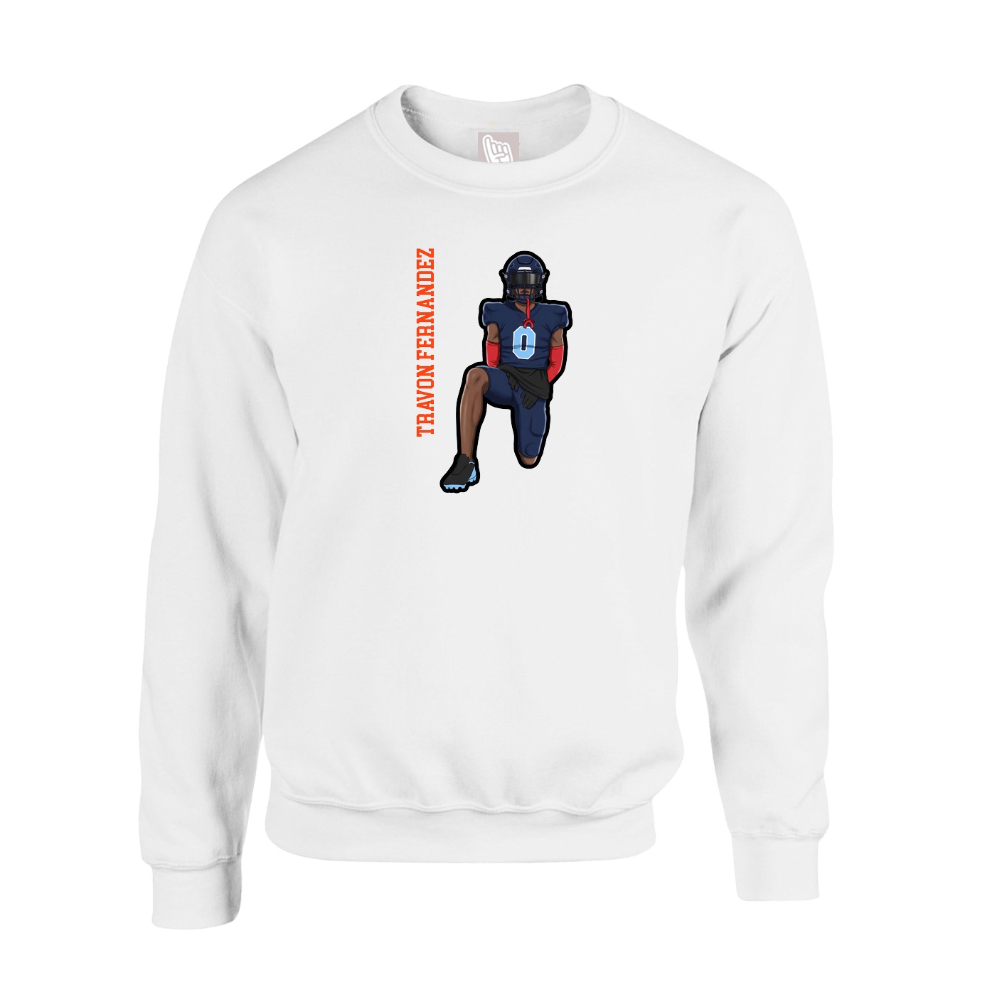 Fleece Crew — Name Vertical in White