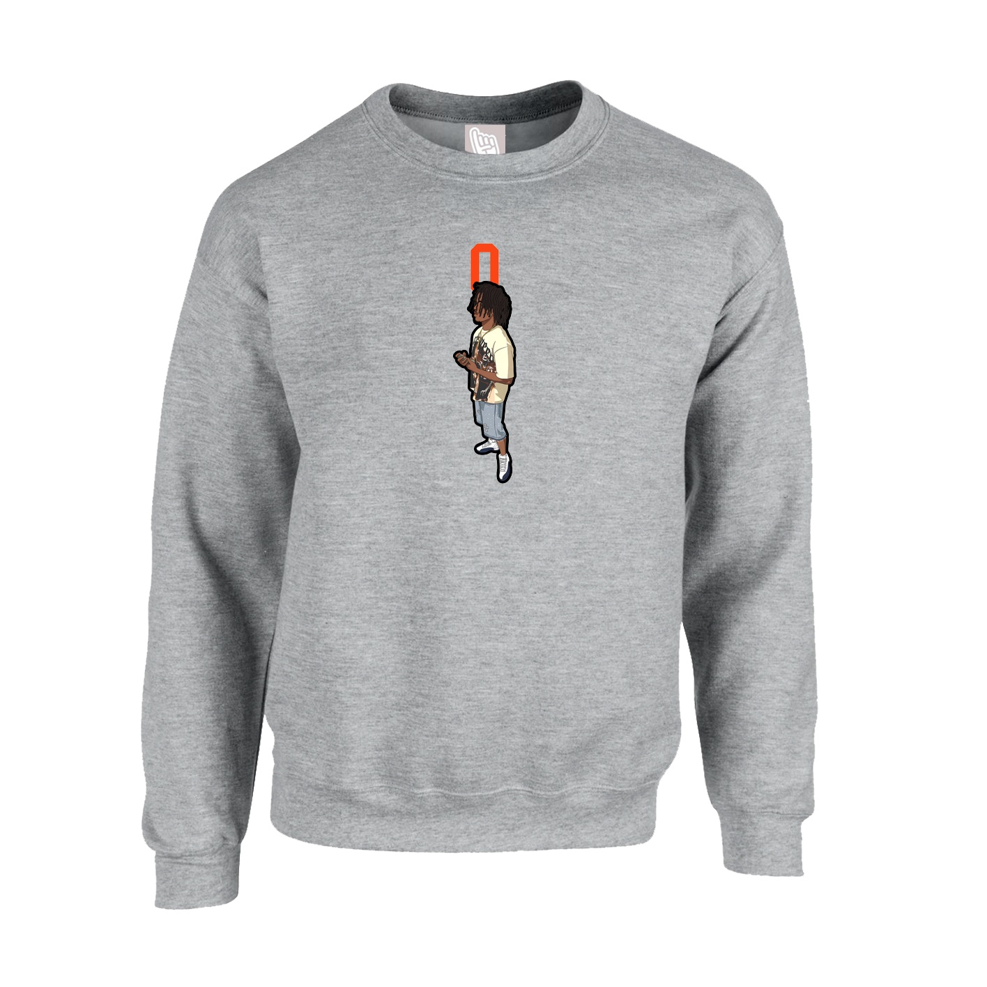Fleece Crew — Number Top in Grey
