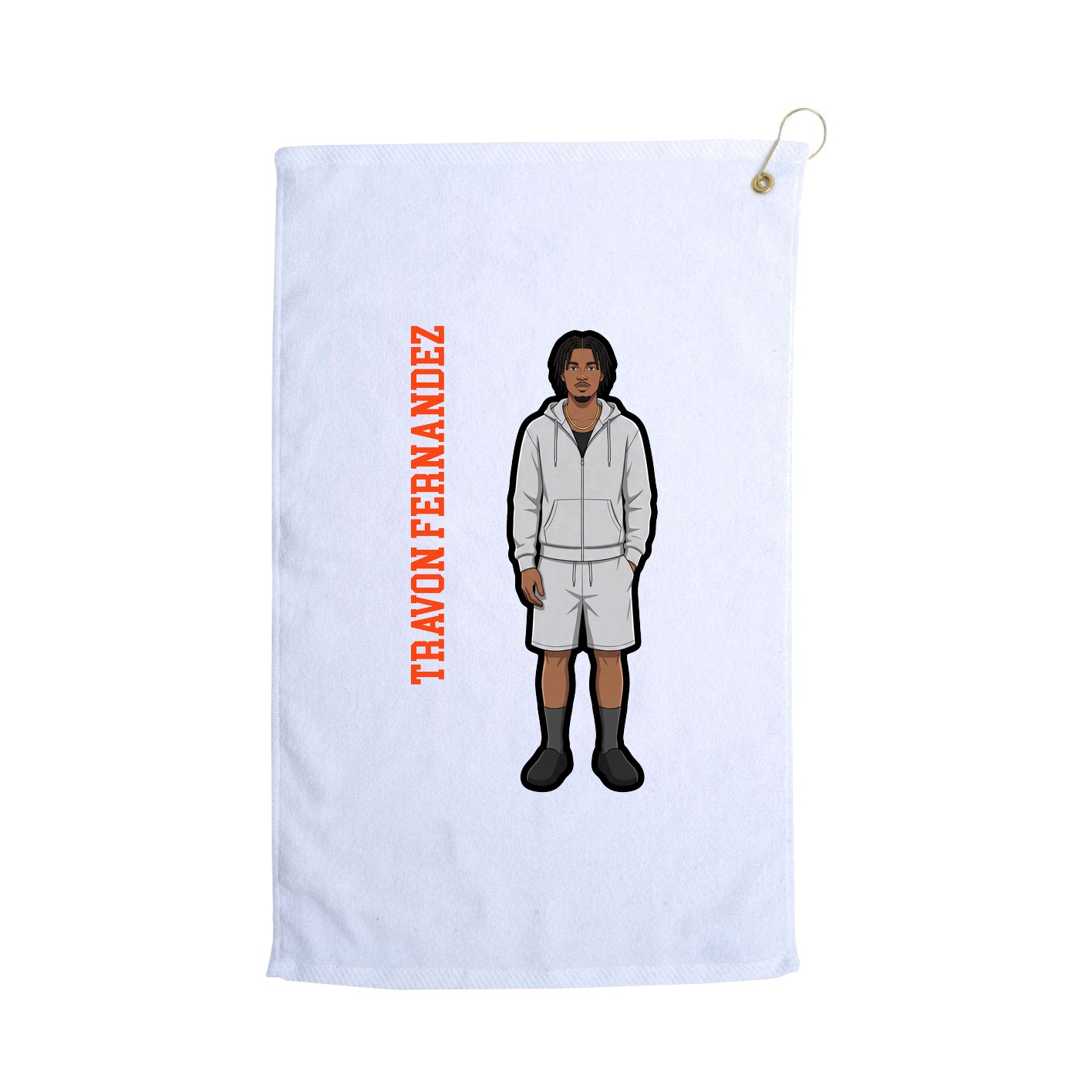 Golf Towel — Name Vertical in White