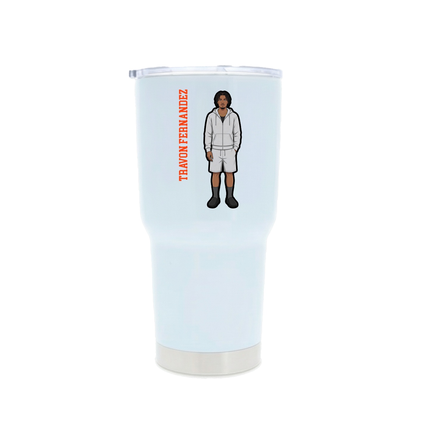 30oz Stainless Steel Tumbler — Name Vertical in White