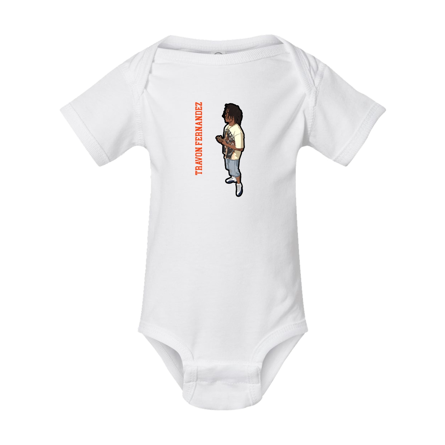 Baby Onesie — Name Vertical in White