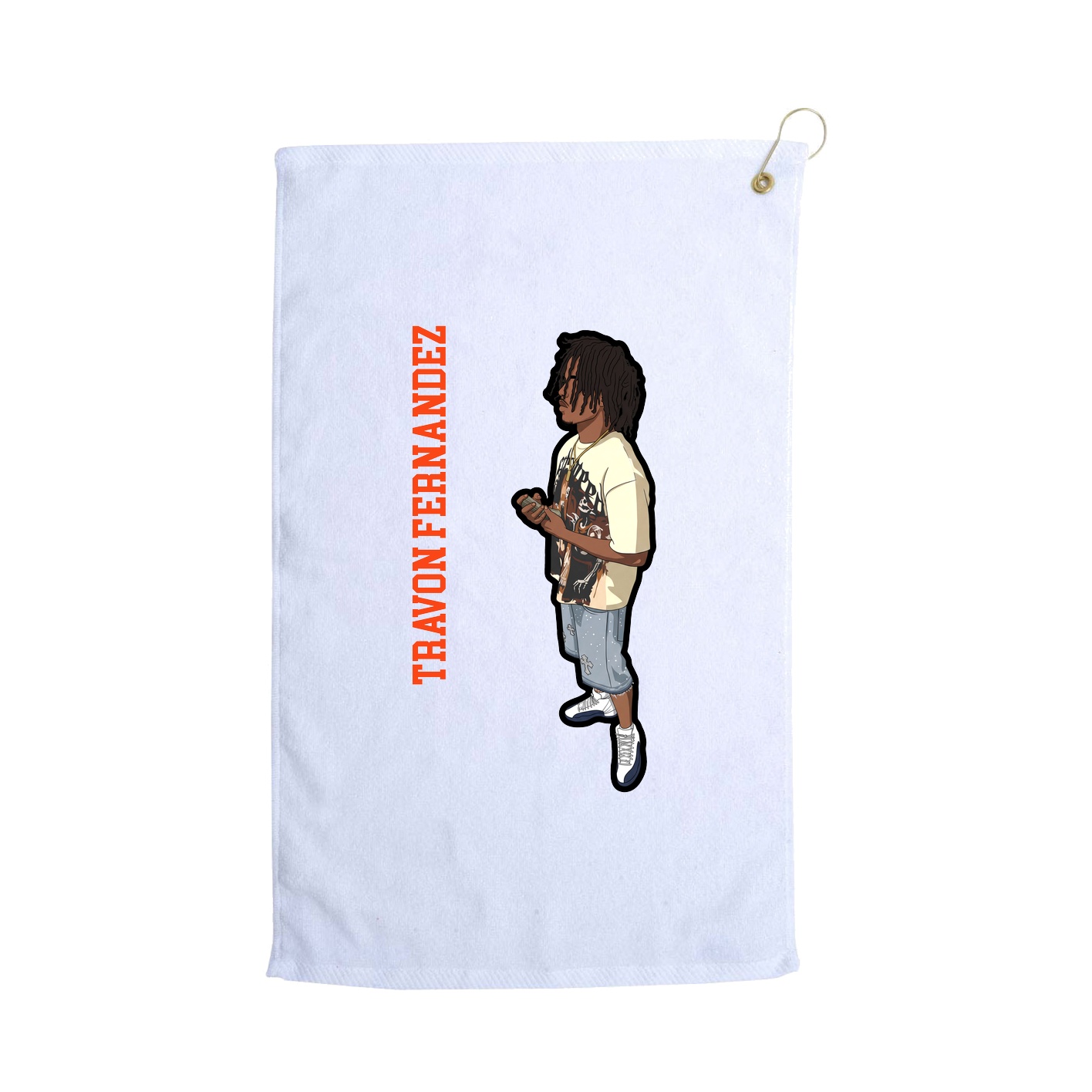 Golf Towel — Name Vertical in White