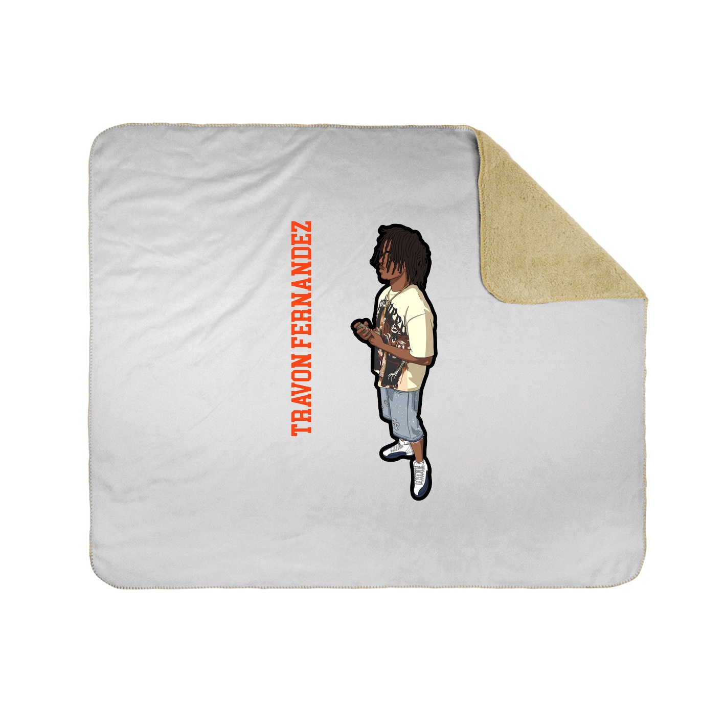 Throw Blanket — Name Vertical in White