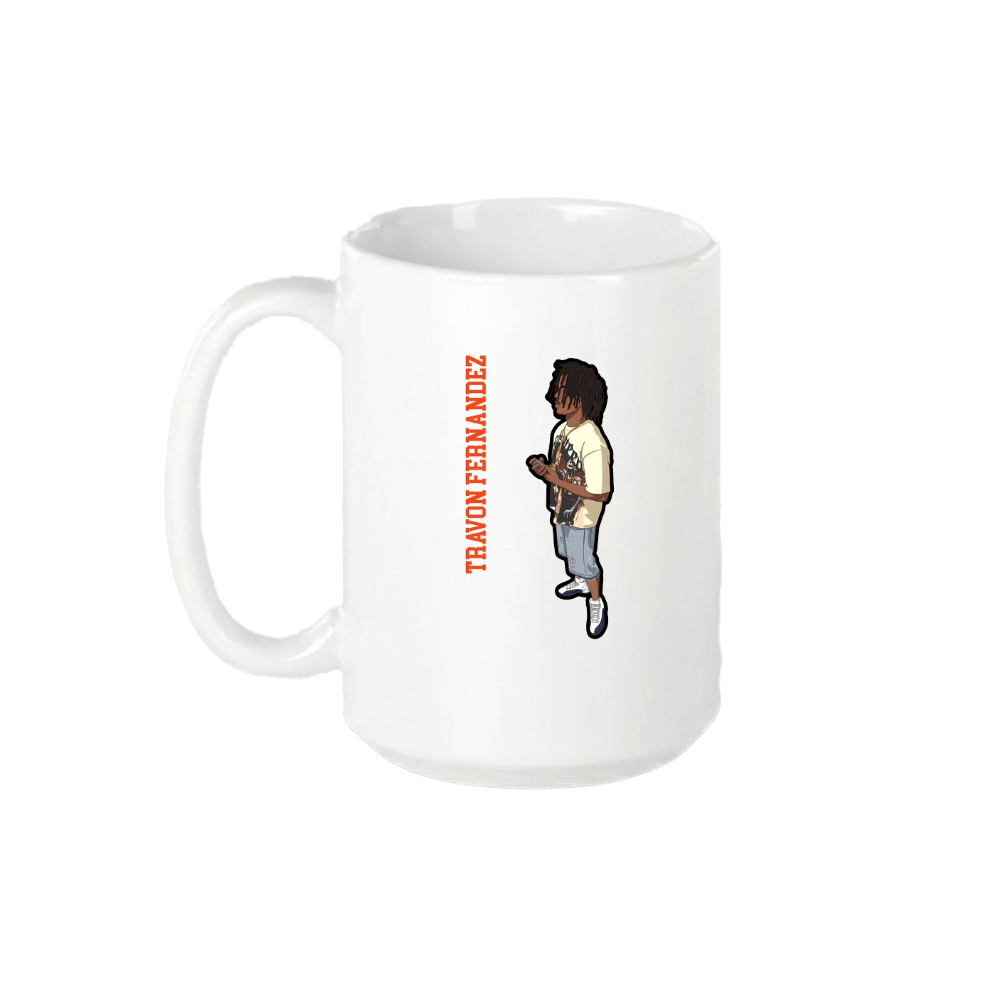 15oz Coffee Mug — Name Vertical in White
