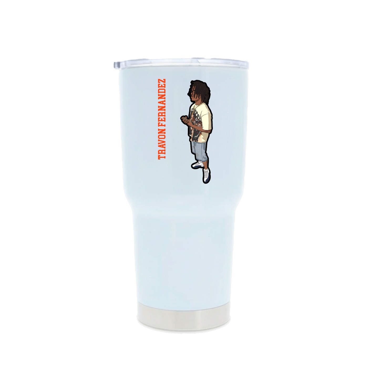 30oz Stainless Steel Tumbler — Name Vertical in White