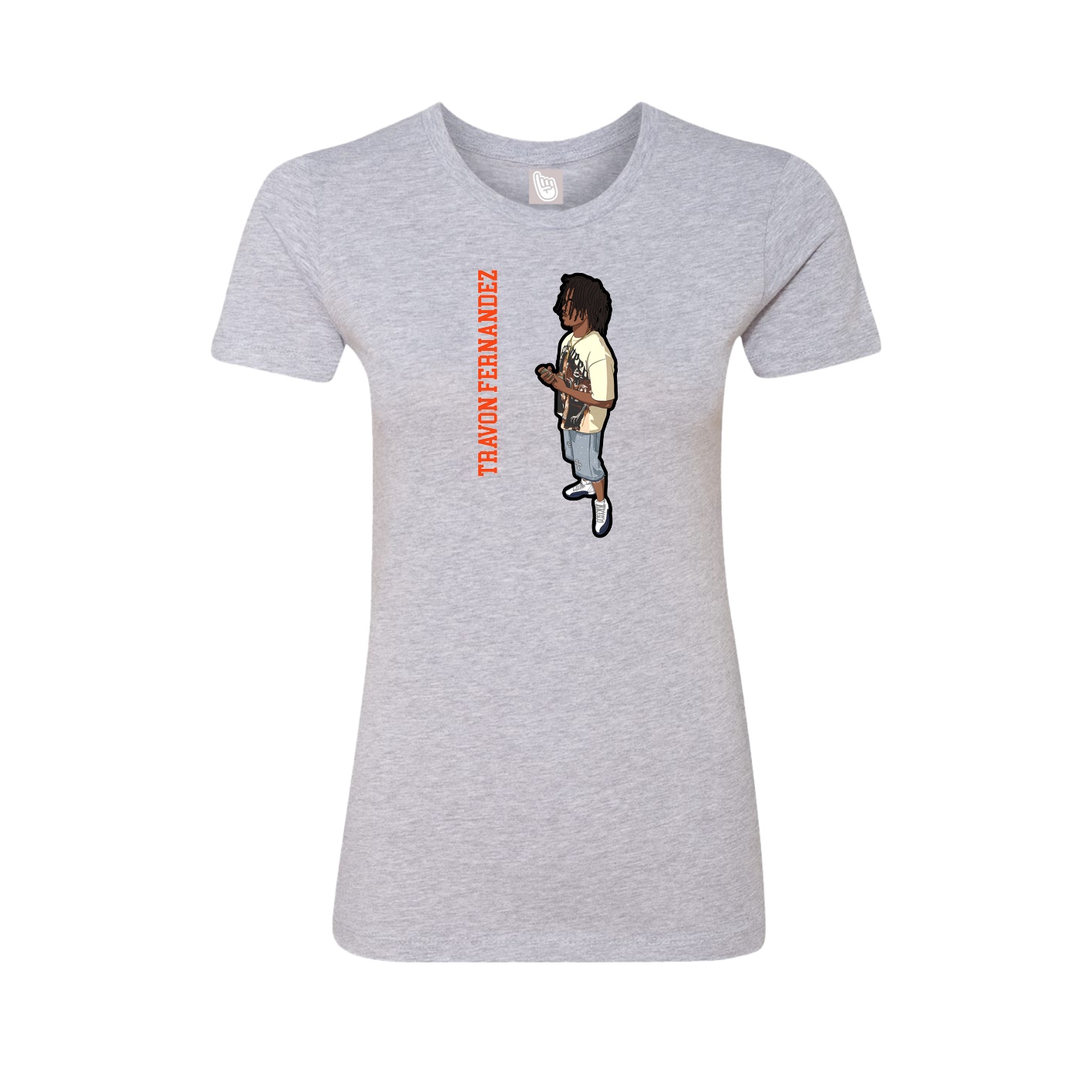 Womens Tee — Name Vertical in Grey