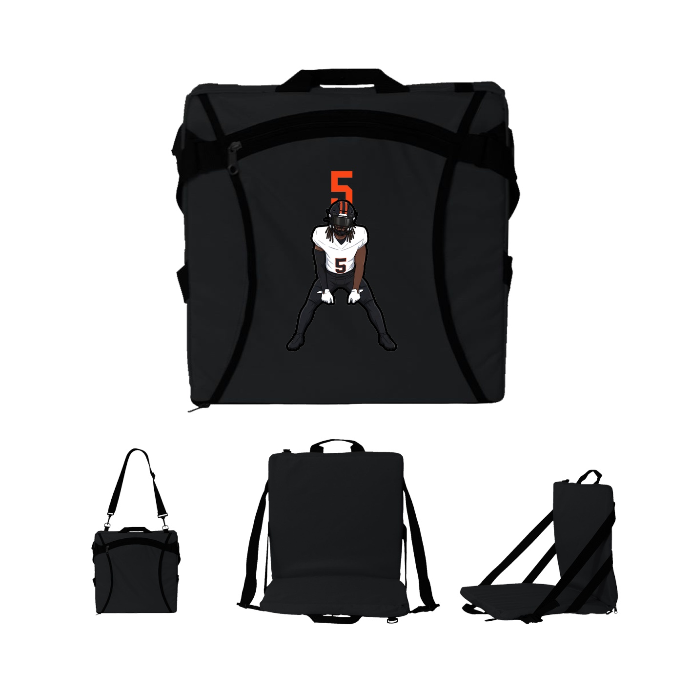 Folding Stadium Seat — Number Top in Black
