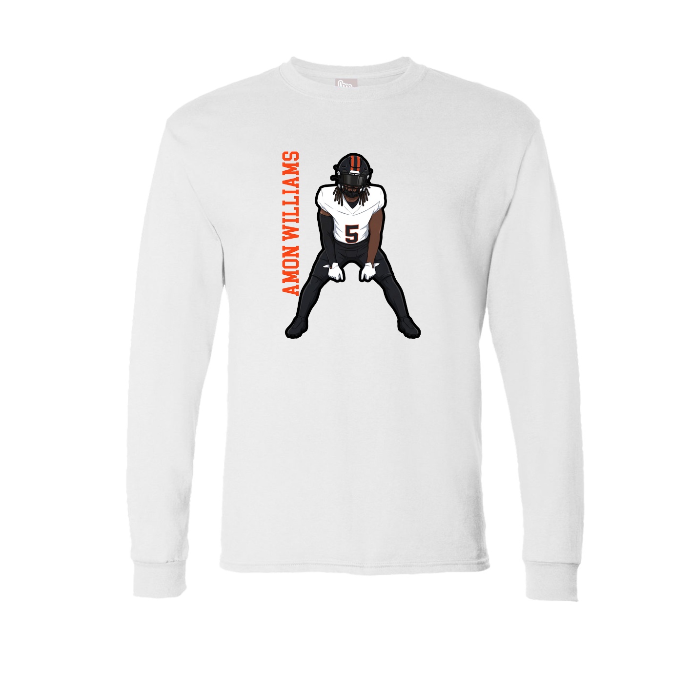 Long Sleeve Tee — Name Vertical in White