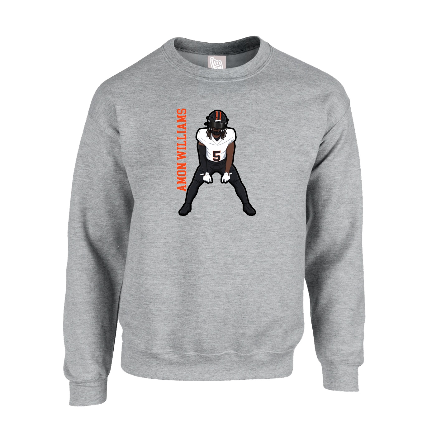 Fleece Crew — Name Vertical in Grey