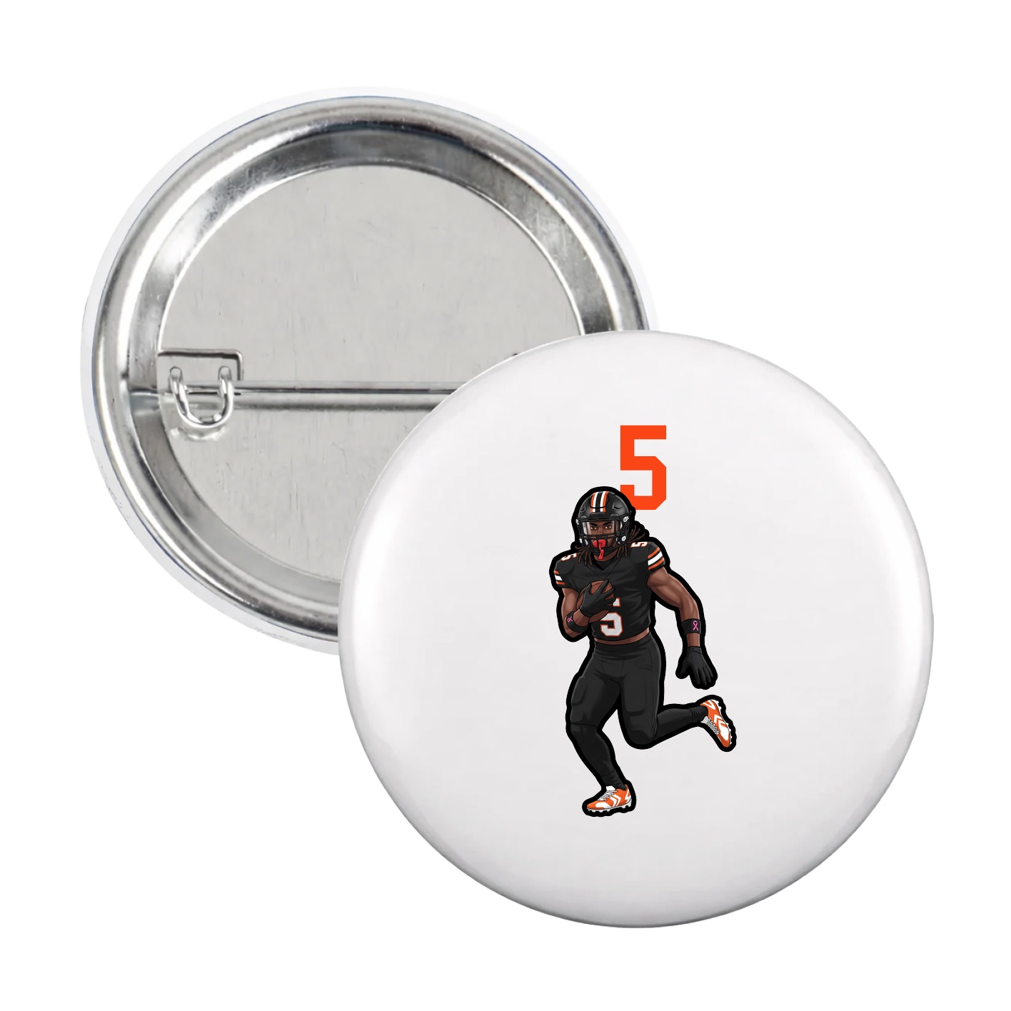 Game Day Button — Number Top in White