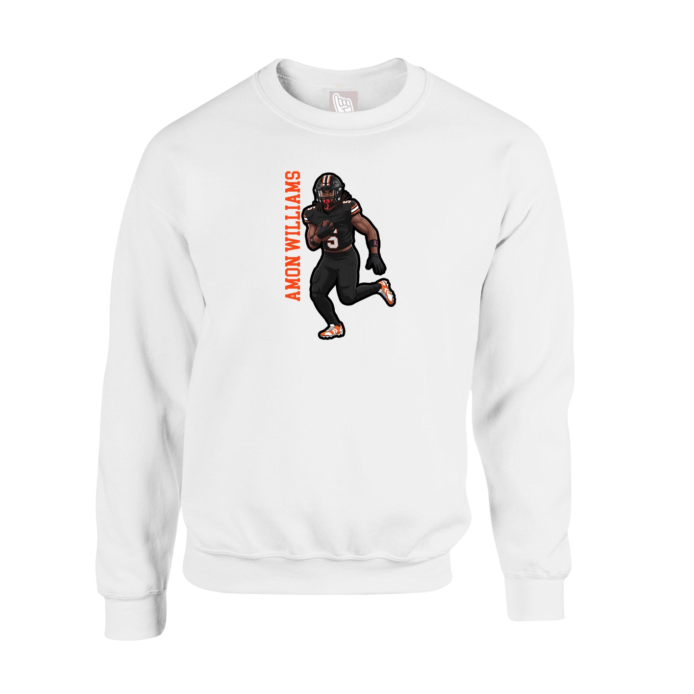 Fleece Crew — Name Vertical in White
