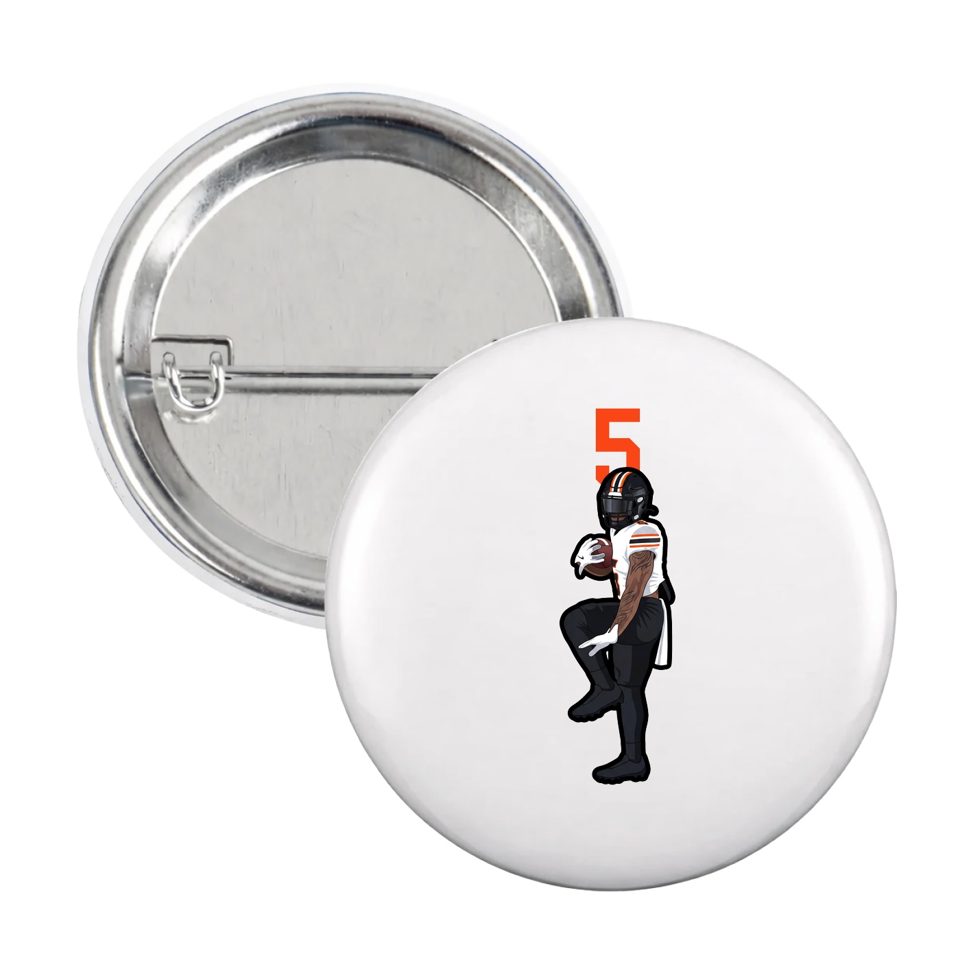Game Day Button — Number Top in White