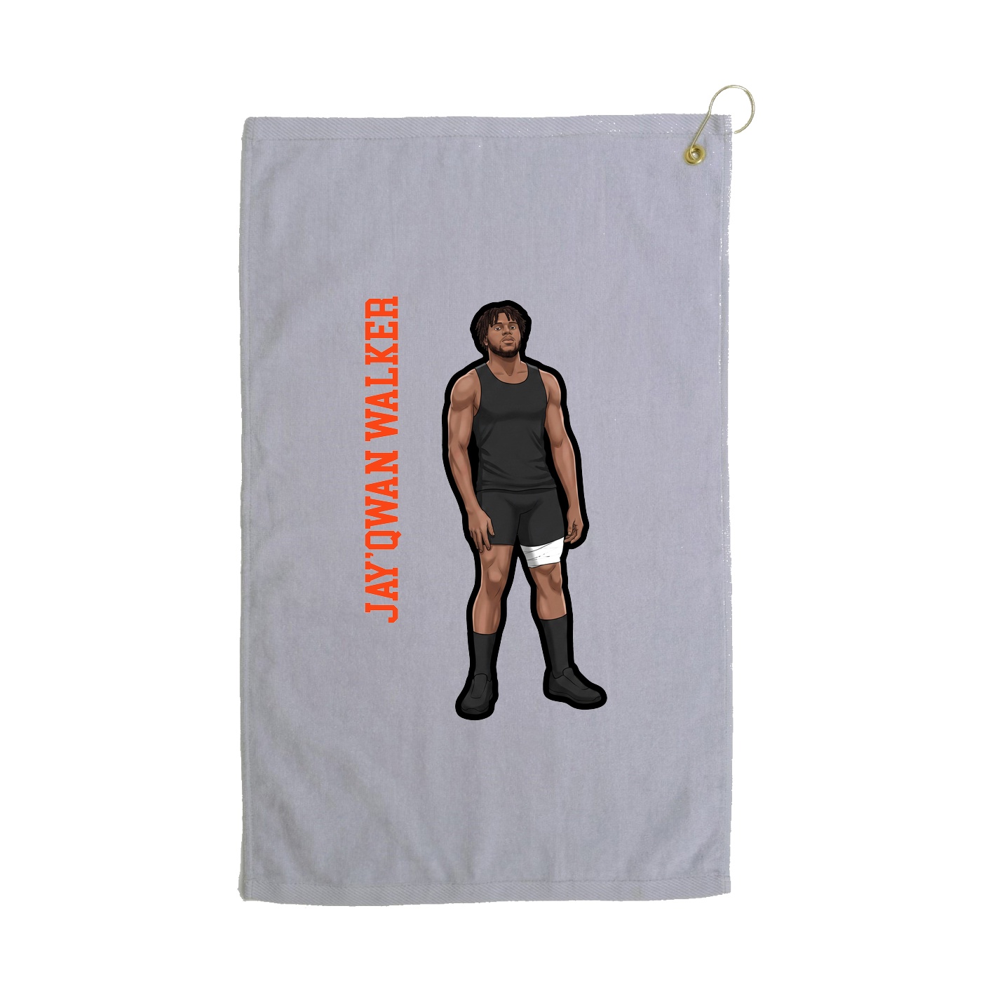 Golf Towel — Name Vertical in Grey
