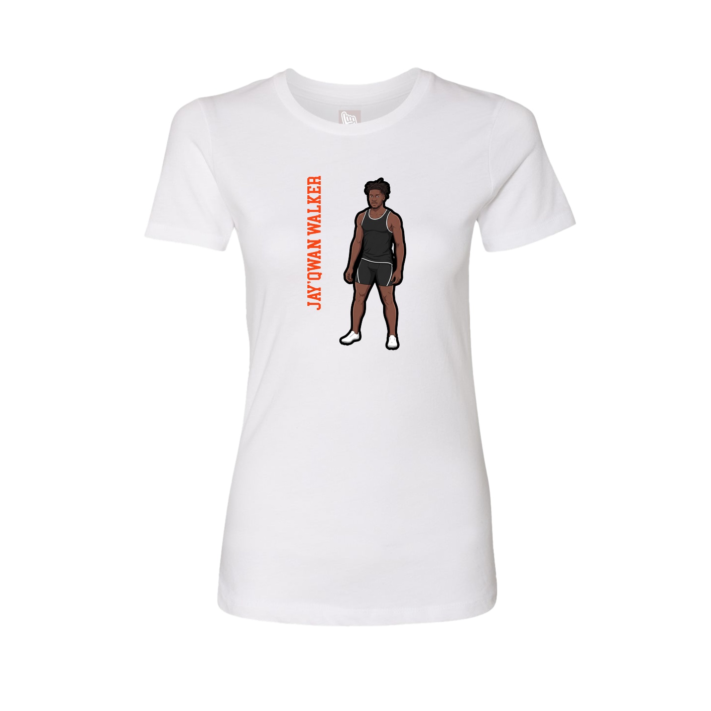 Fitted Women's Tee — Name Vertical in White