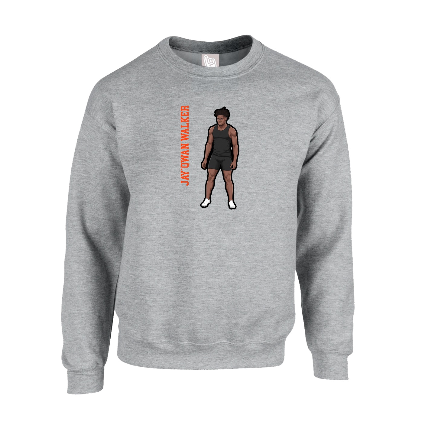 Fleece Crew — Name Vertical in Grey