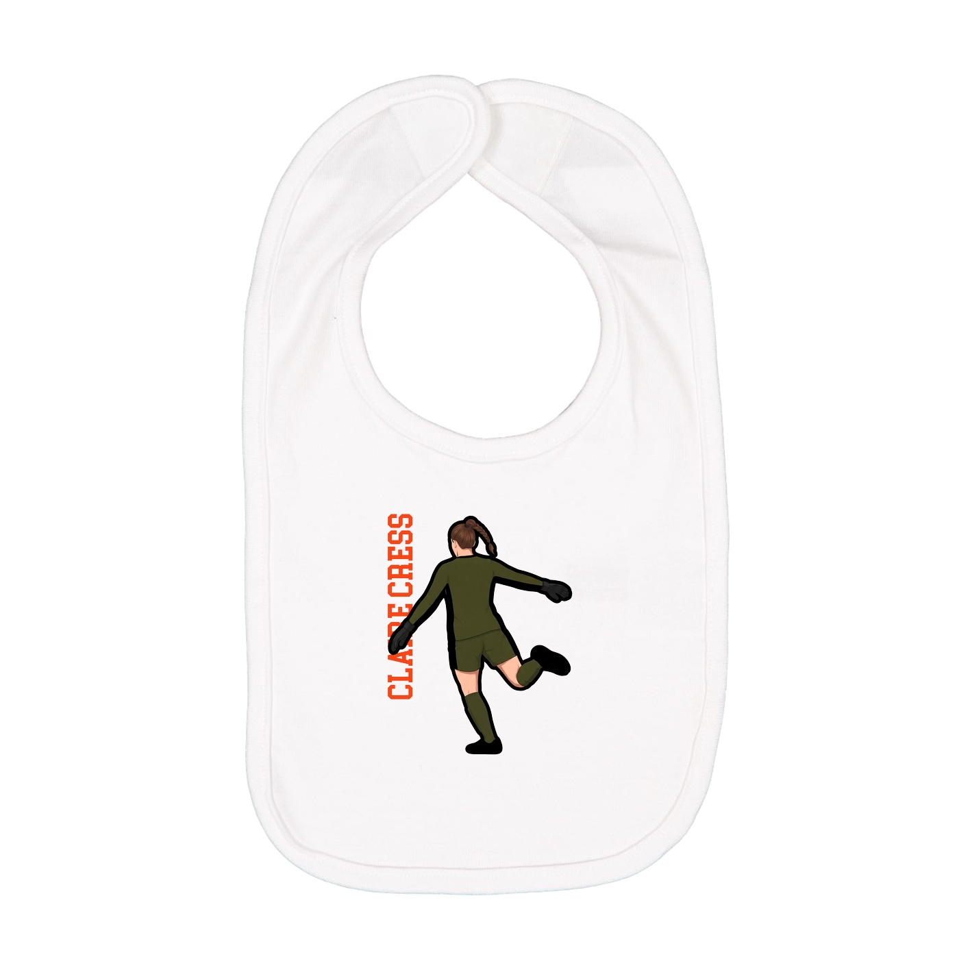Infant Bib — Name Vertical in White