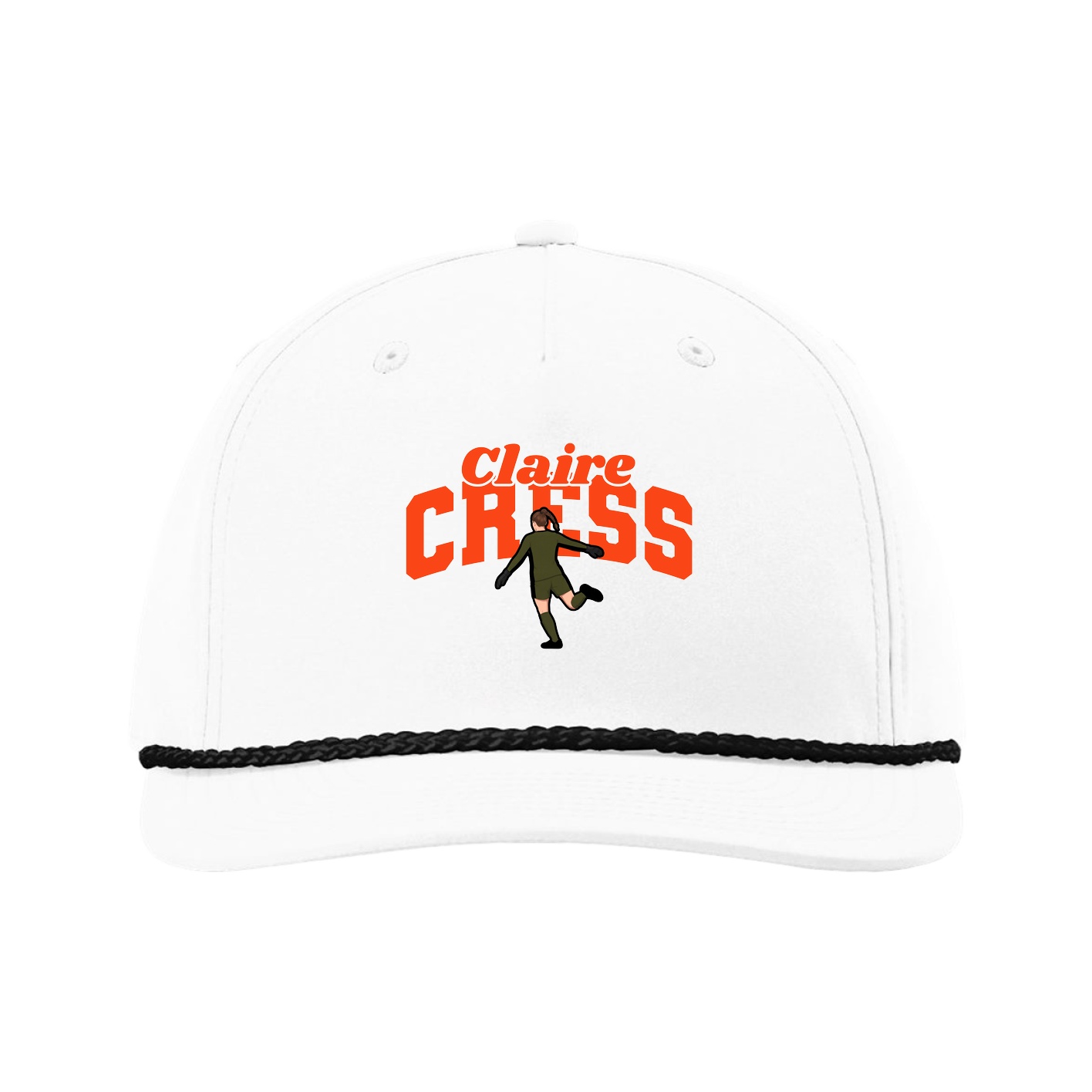 Five-Panel Classic Rope Cap — Signature Arch in White