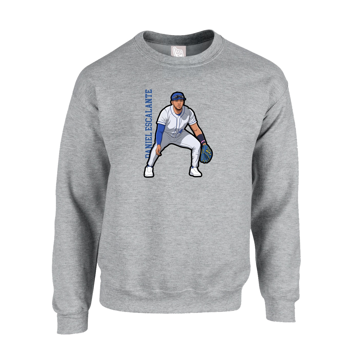 Fleece Crew — Name Vertical in Grey