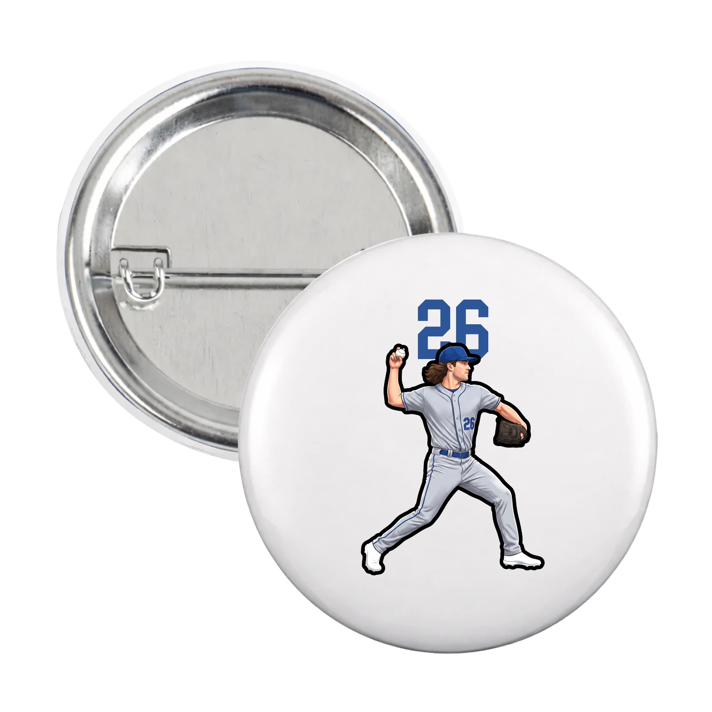 Game Day Button — Number Top in White