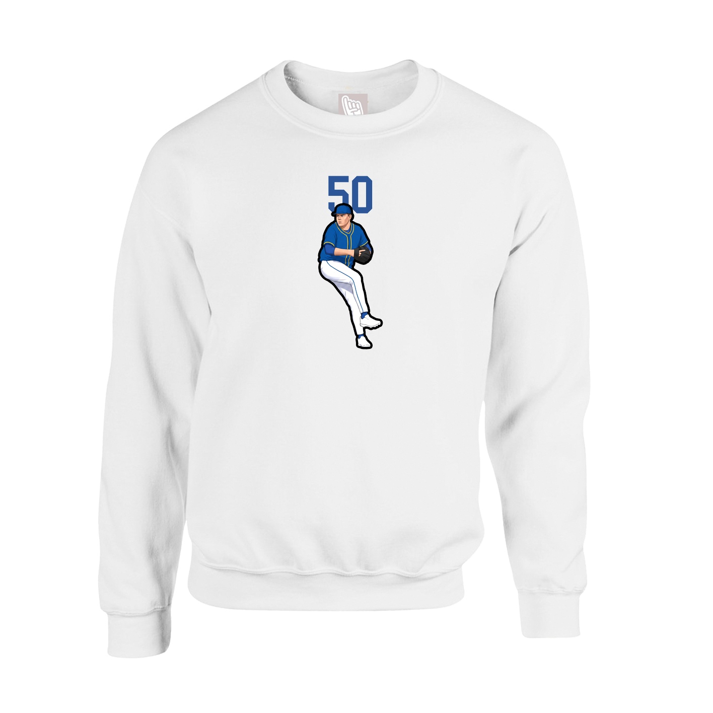 Fleece Crew — Number Top in White