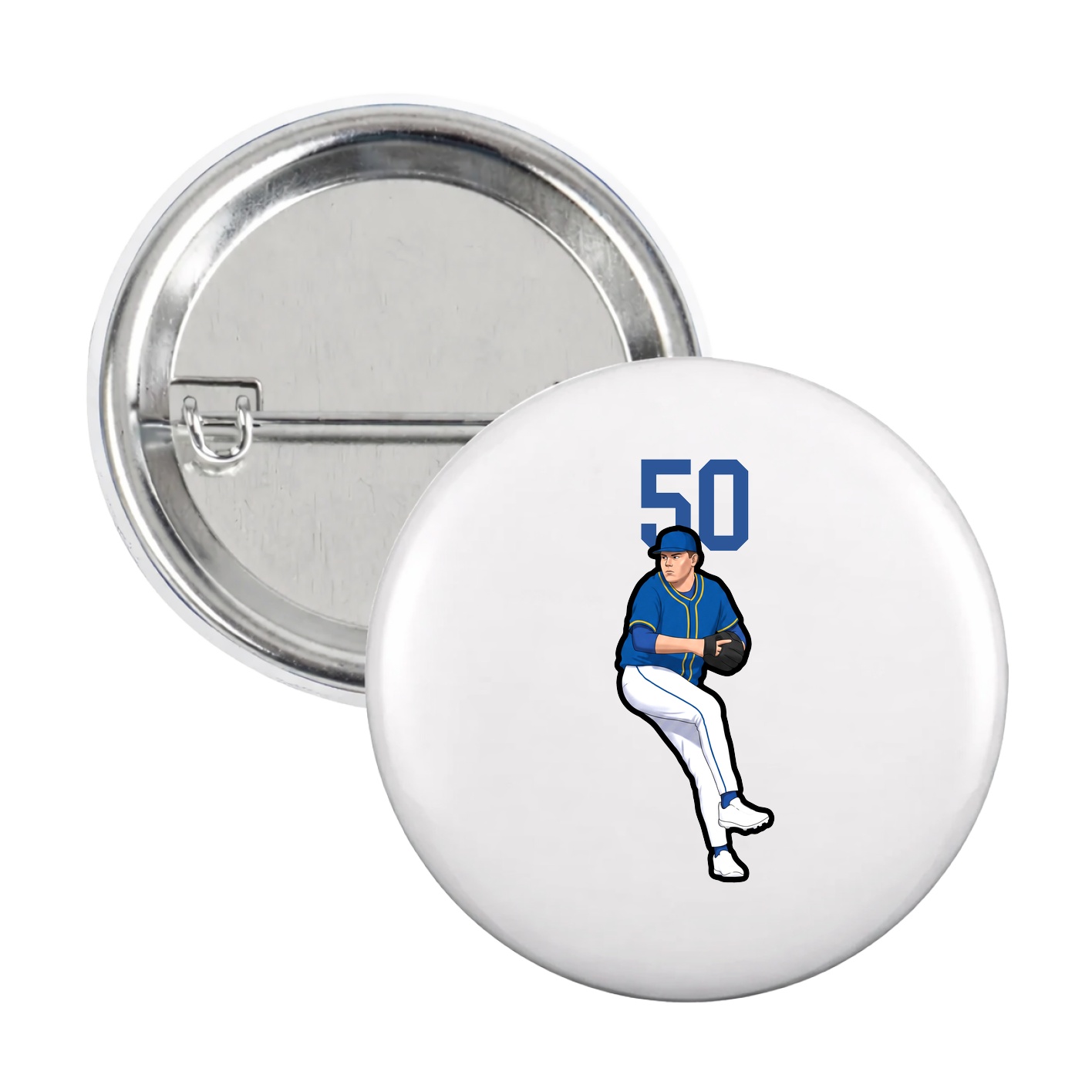 Game Day Button — Number Top in White