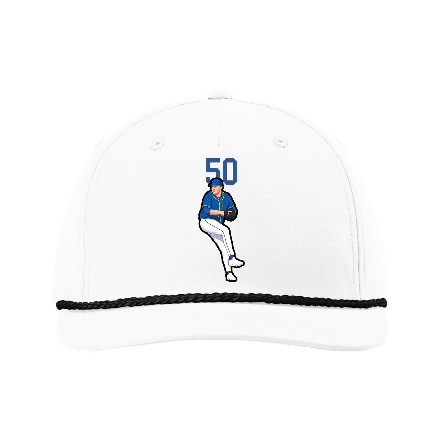 Five-Panel Classic Rope Cap — Number Top in White