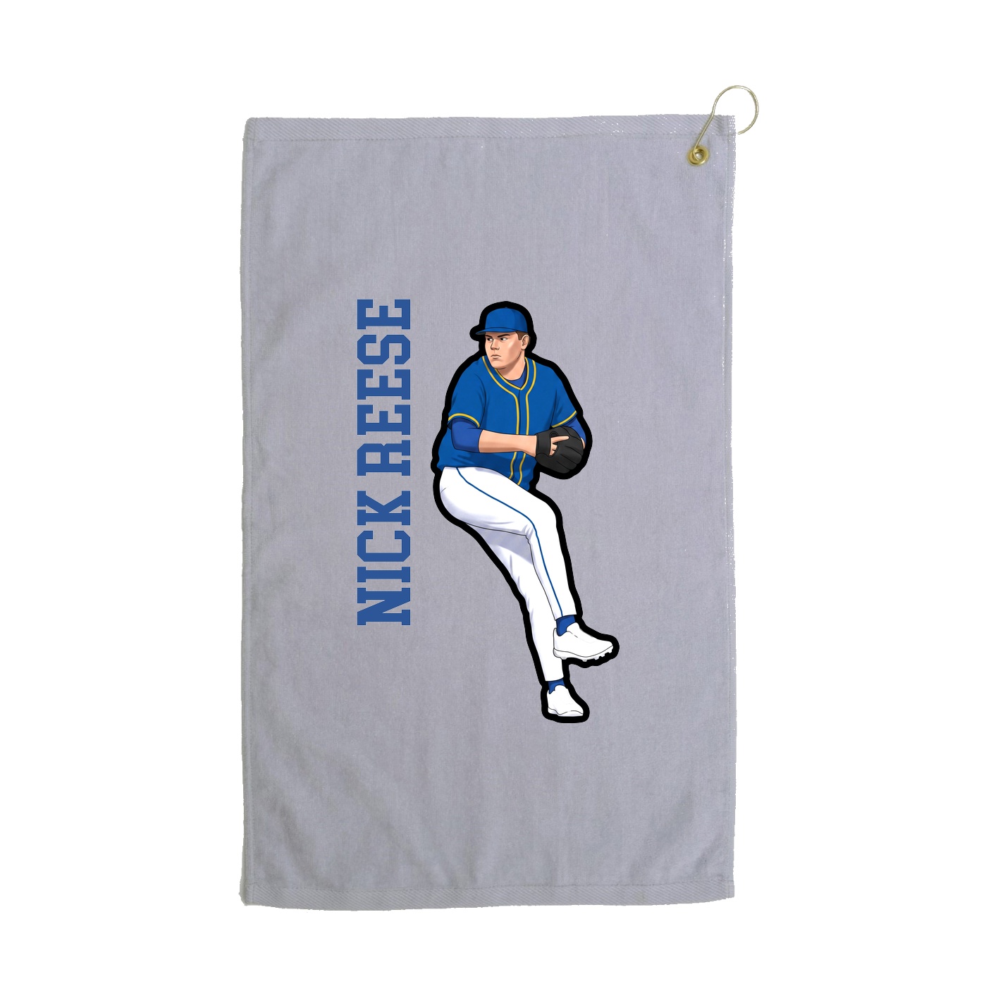 Golf Towel — Name Vertical in Grey
