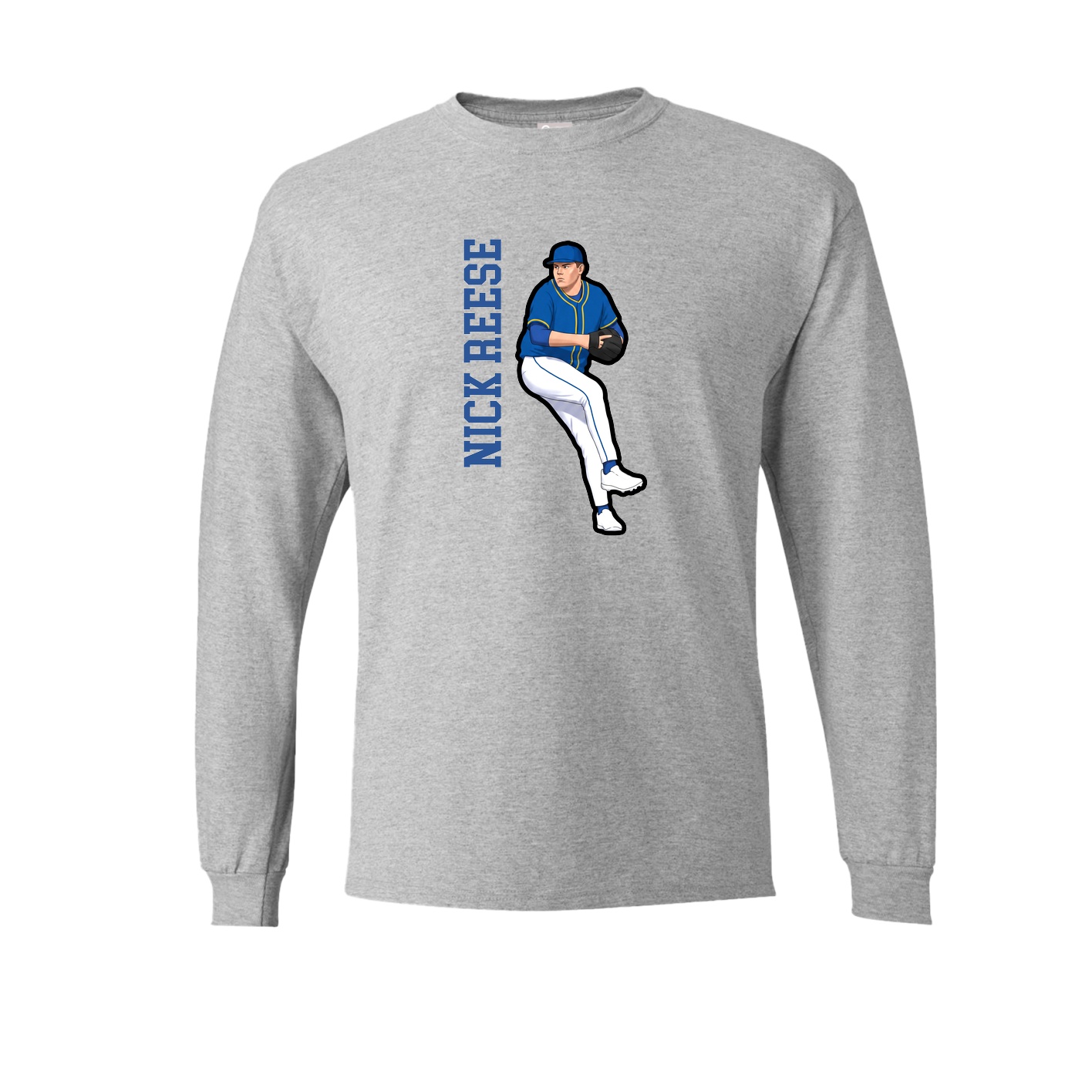 Long Sleeve Tee — Name Vertical in Grey