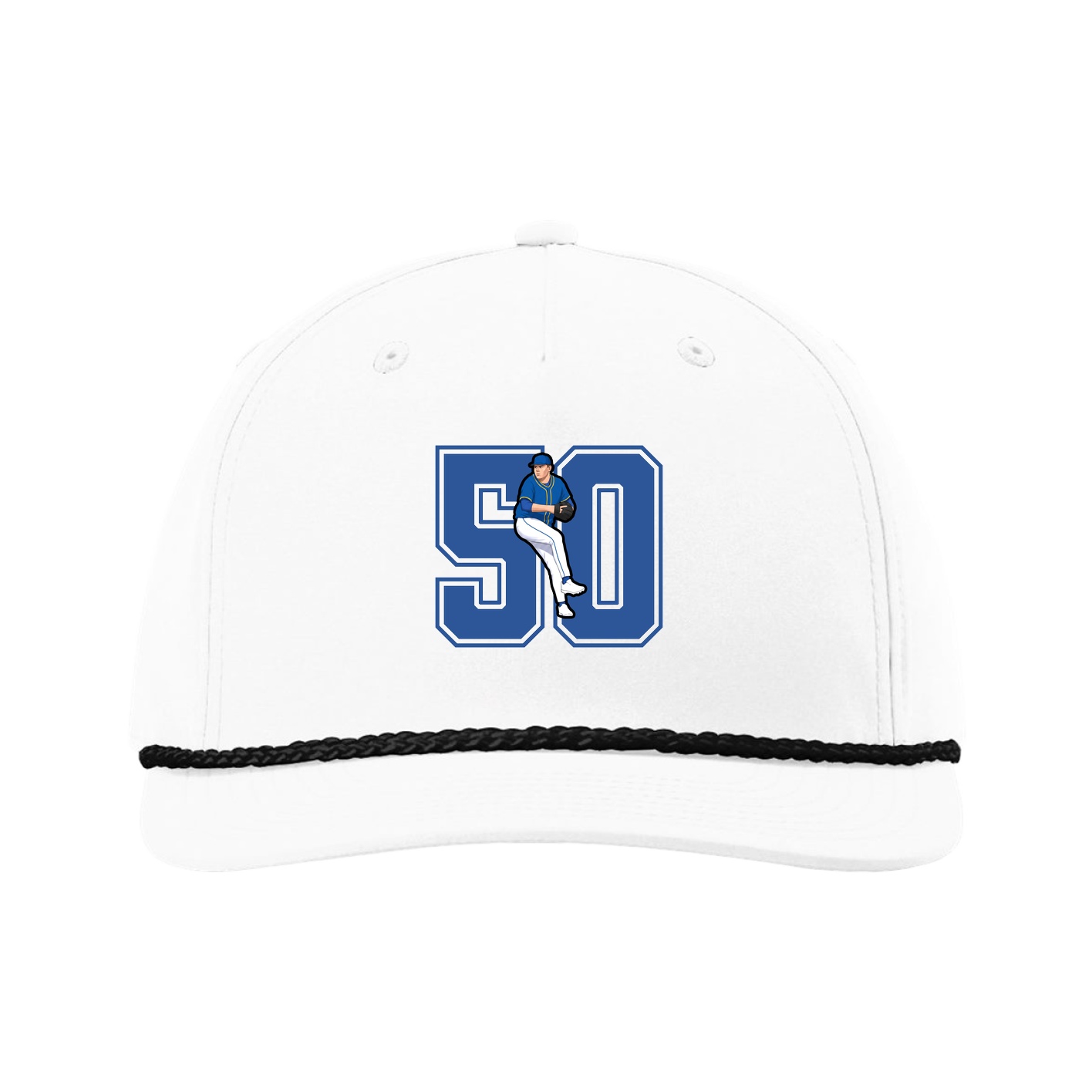Five-Panel Classic Rope Cap — Number in White
