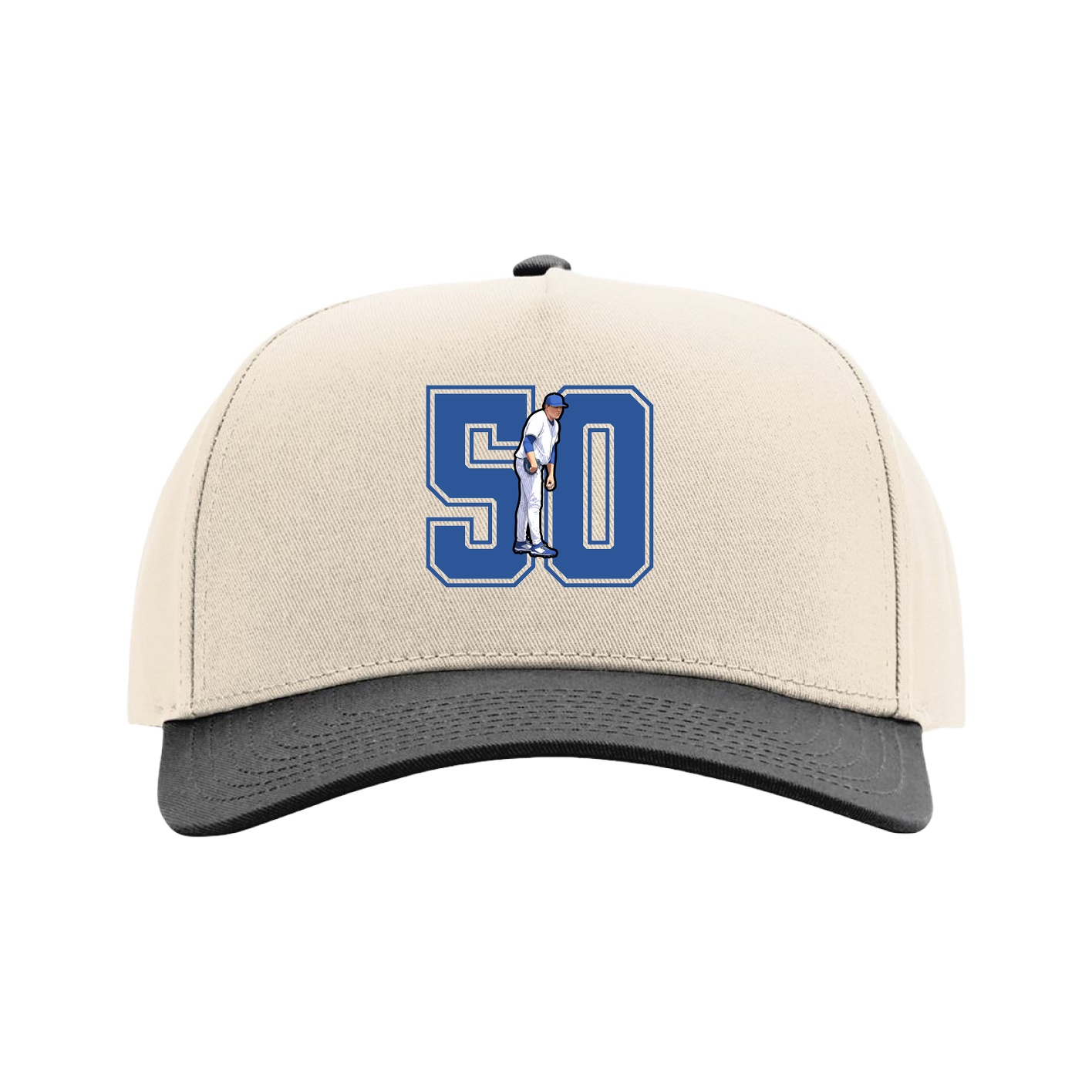 Full Fabric Five-Panel Champ Cap — Number in Cream/Black