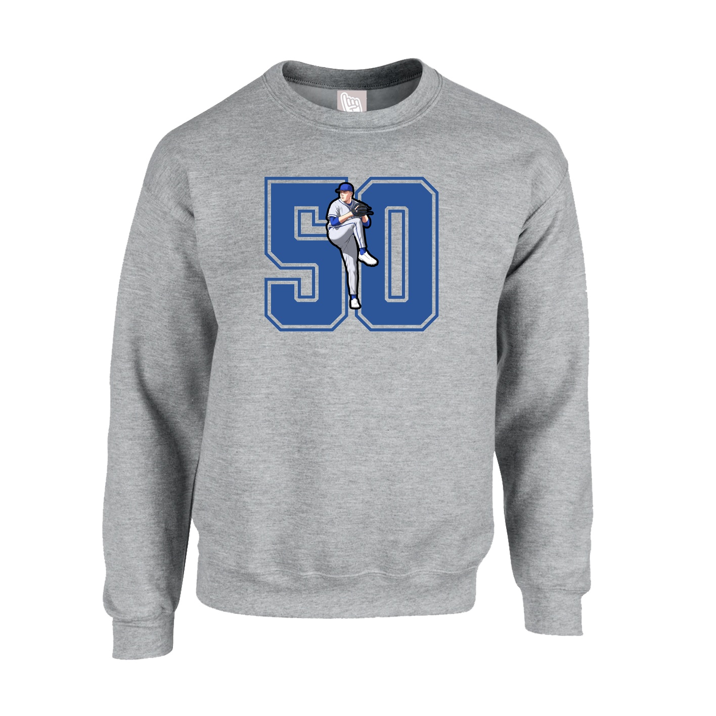 Fleece Crew — Number in Grey
