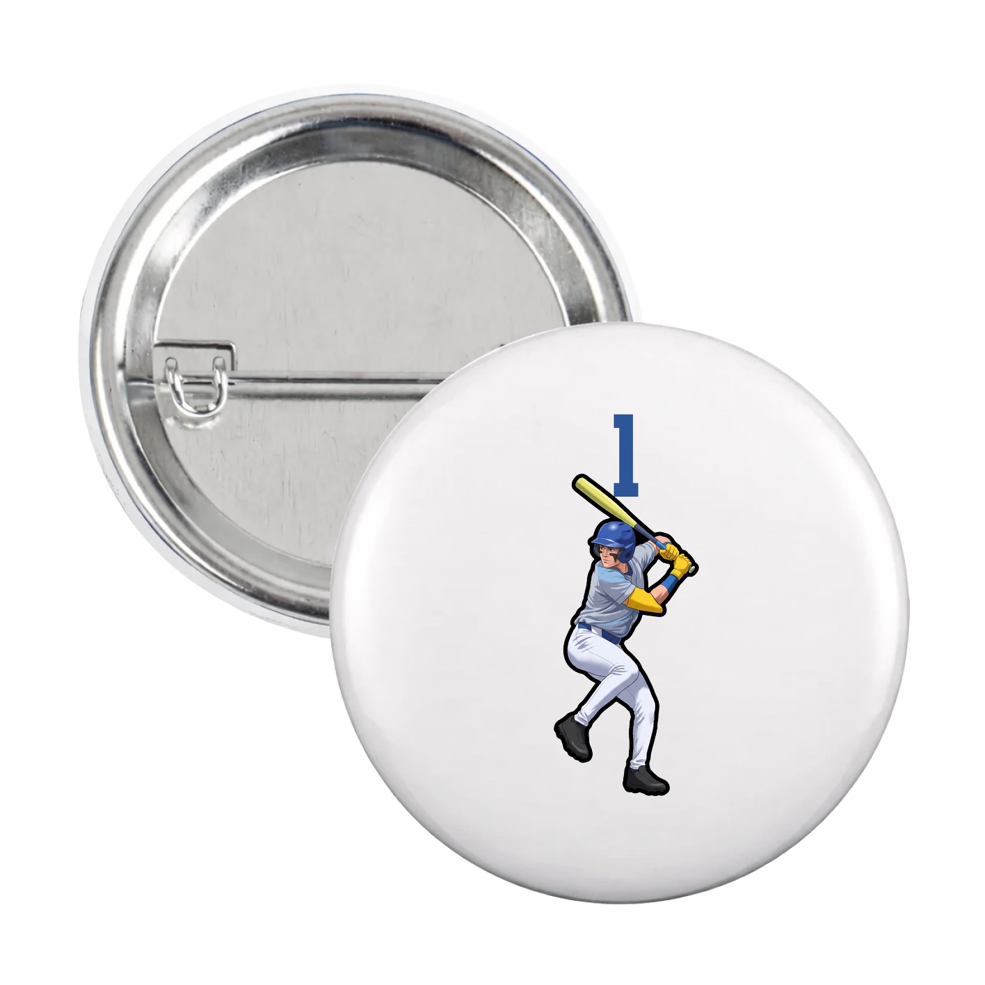 Game Day Button — Number Top in White