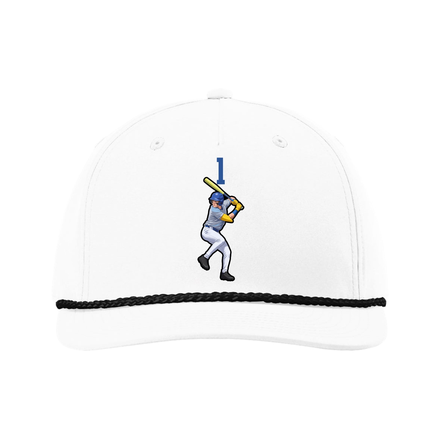 Five-Panel Classic Rope Cap — Number Top in White
