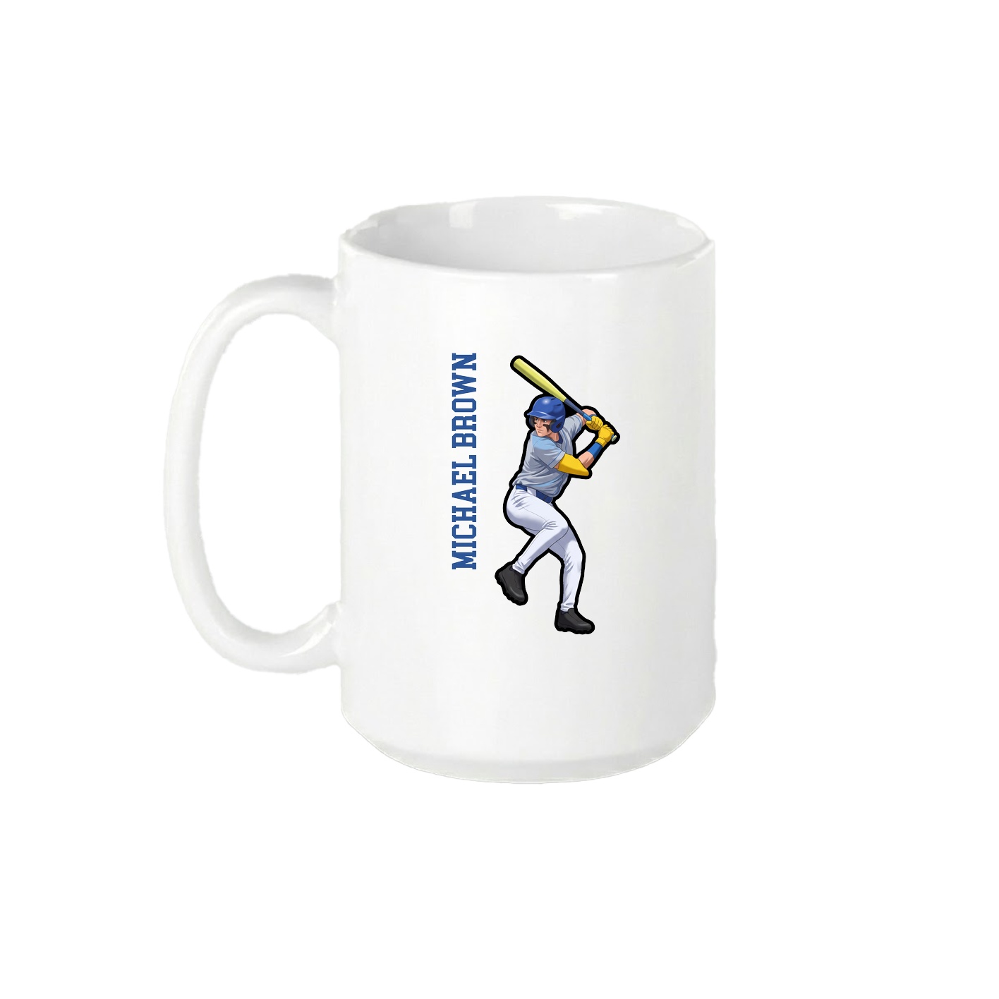 15oz Coffee Mug — Name Vertical in White