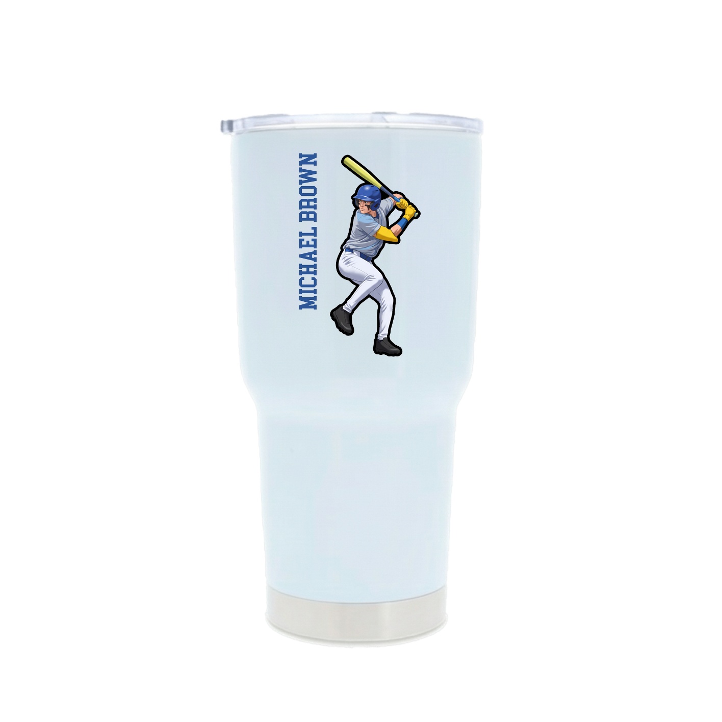 30oz Stainless Steel Tumbler — Name Vertical in White