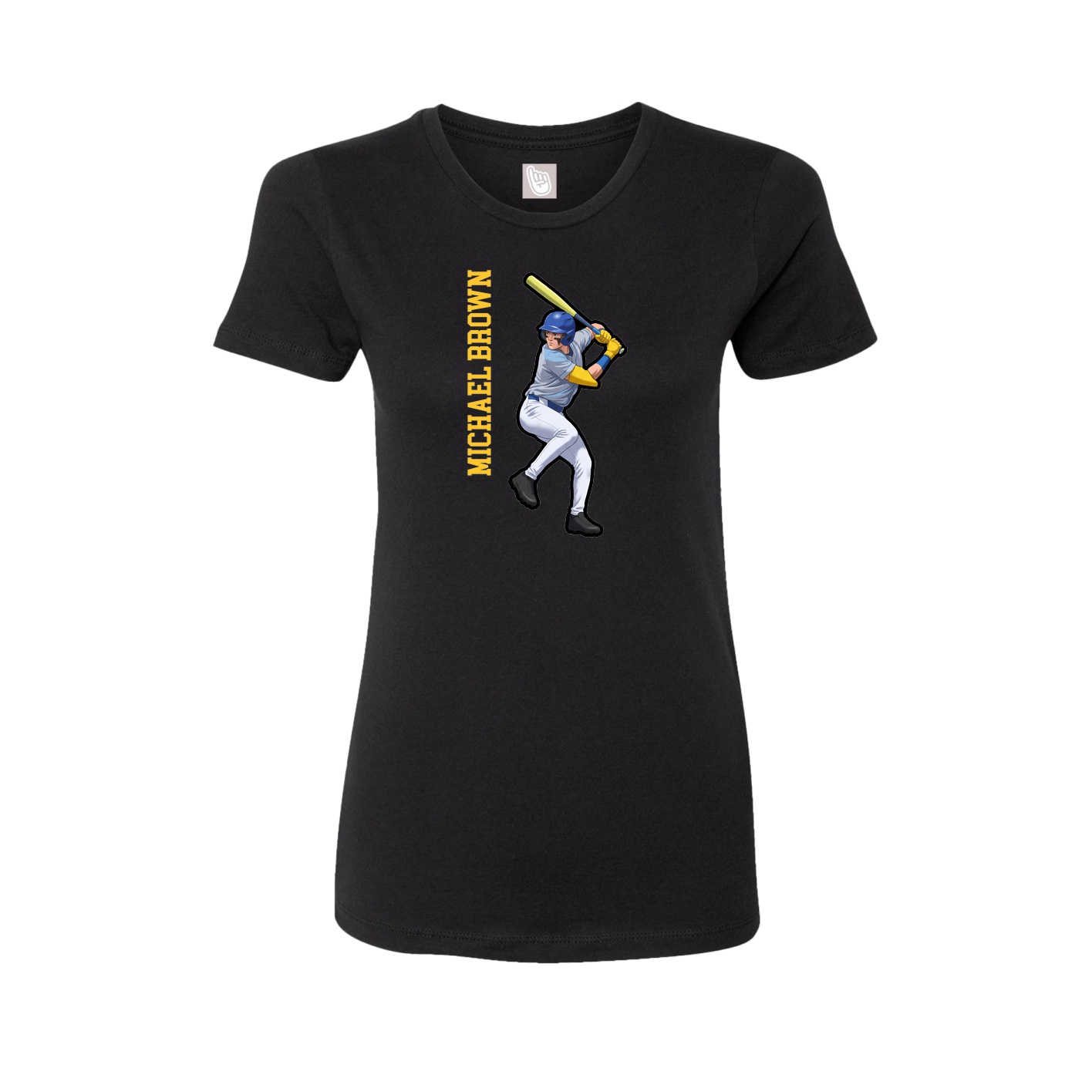 Fitted Women's Tee — Name Vertical in Black