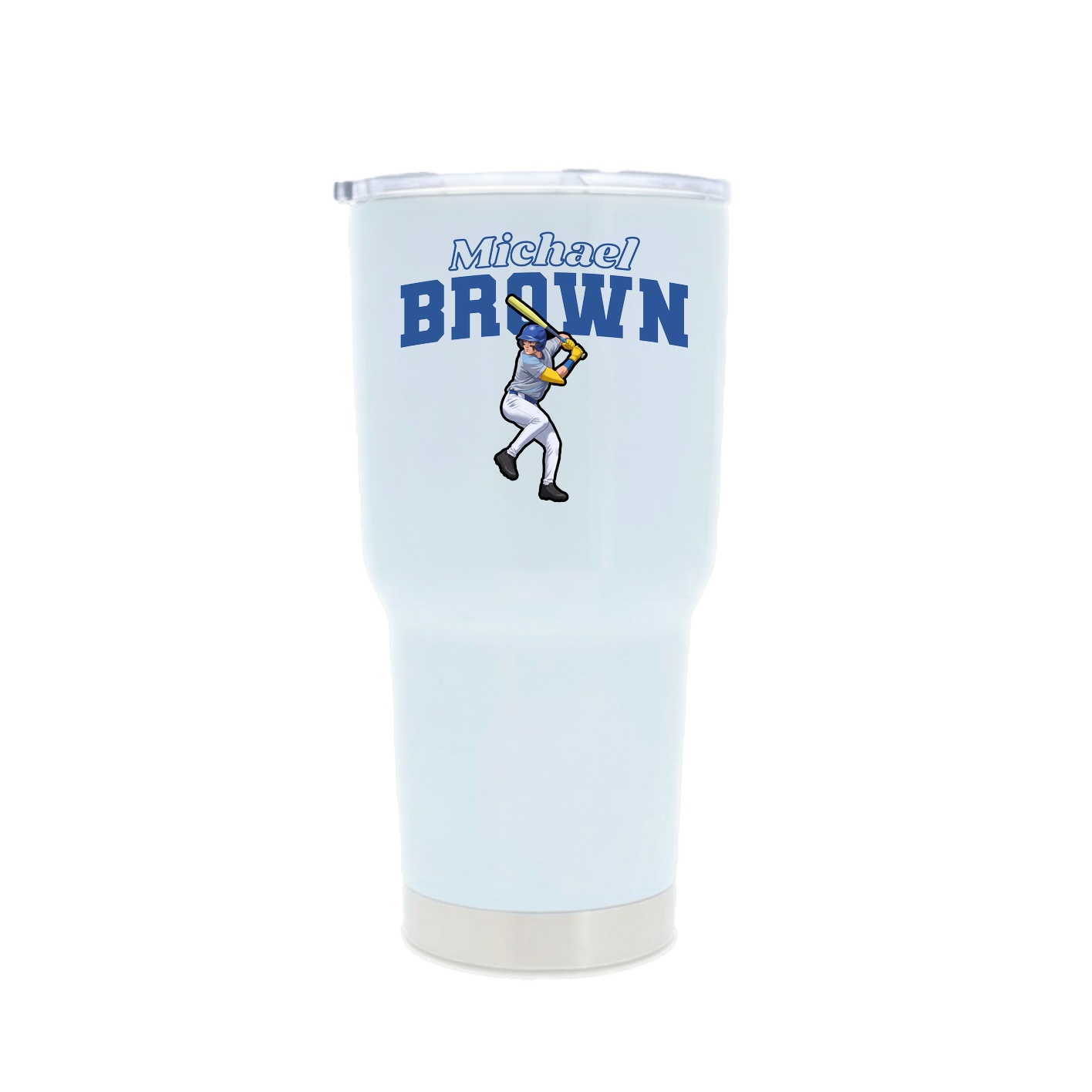 30oz Stainless Steel Tumbler — Name Arch in White