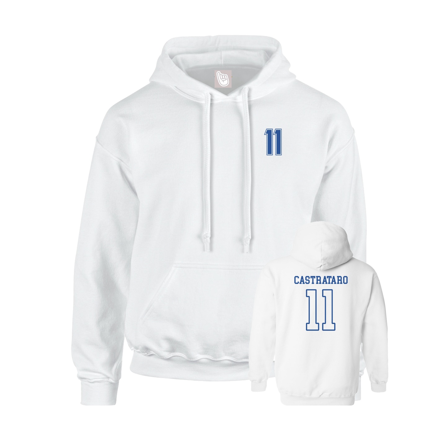 Youth Hoodie — Chest Back in White
