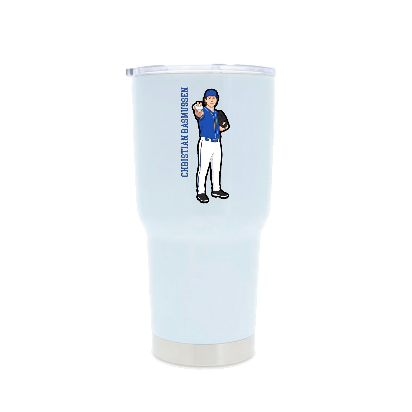 30oz Stainless Steel Tumbler — Name Vertical in White