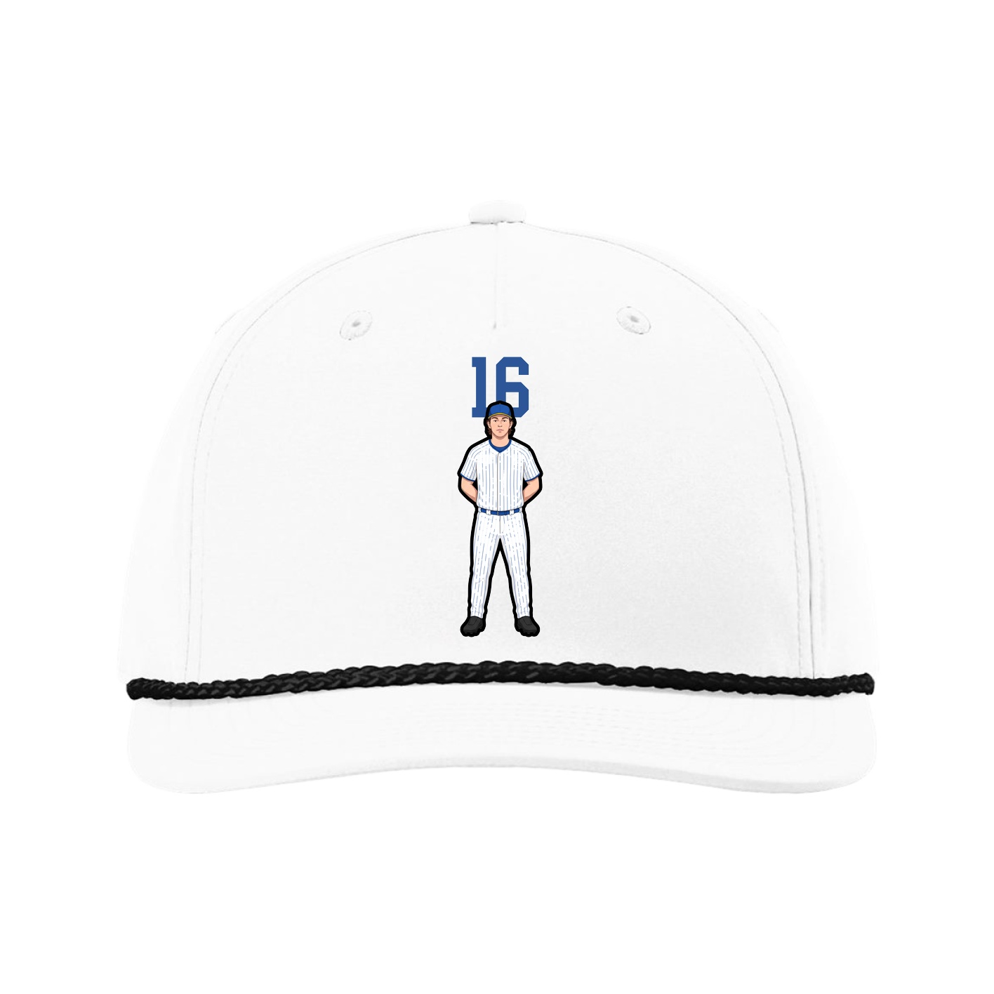 Five-Panel Classic Rope Cap — Number Top in White