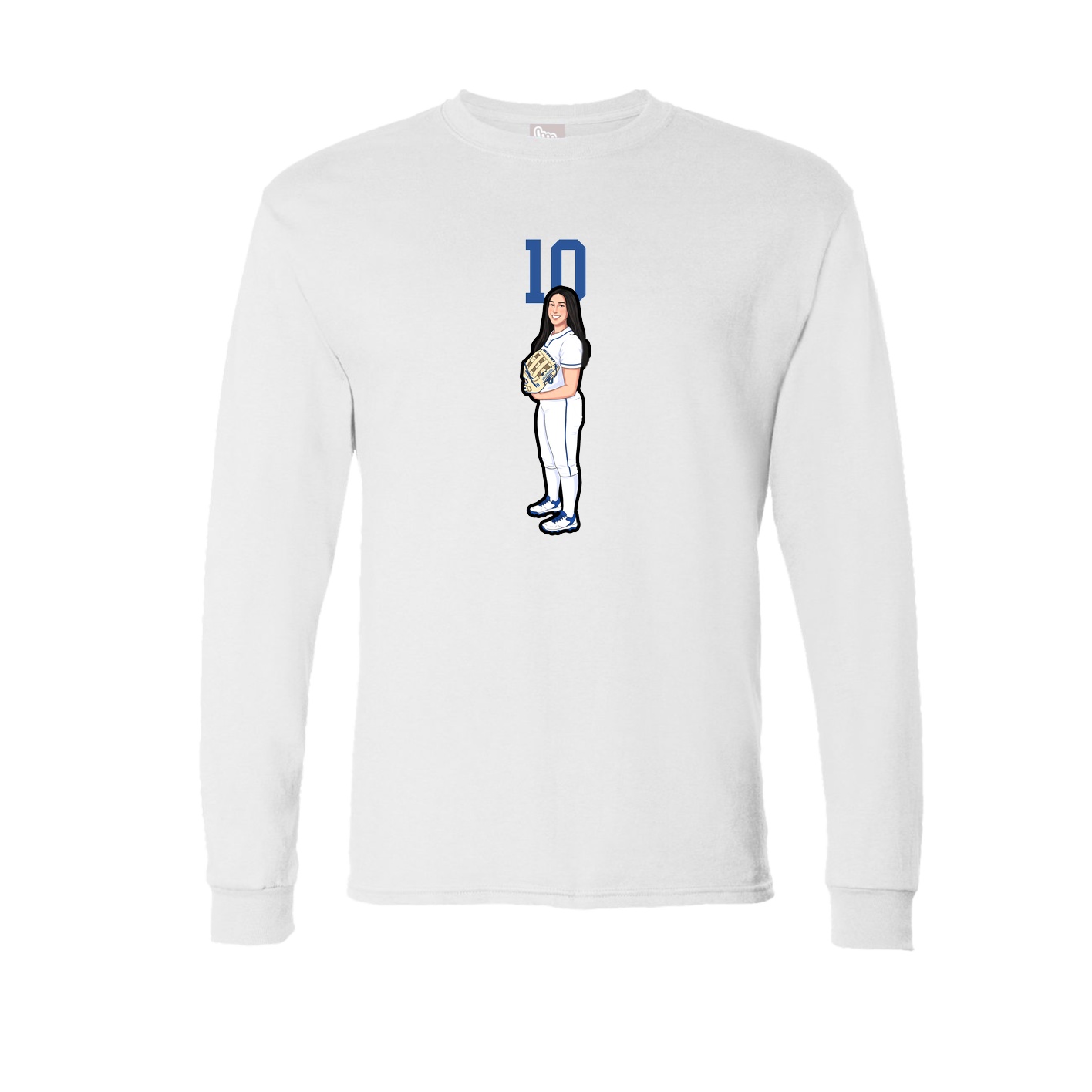 Long Sleeve Tee — Number Top in White