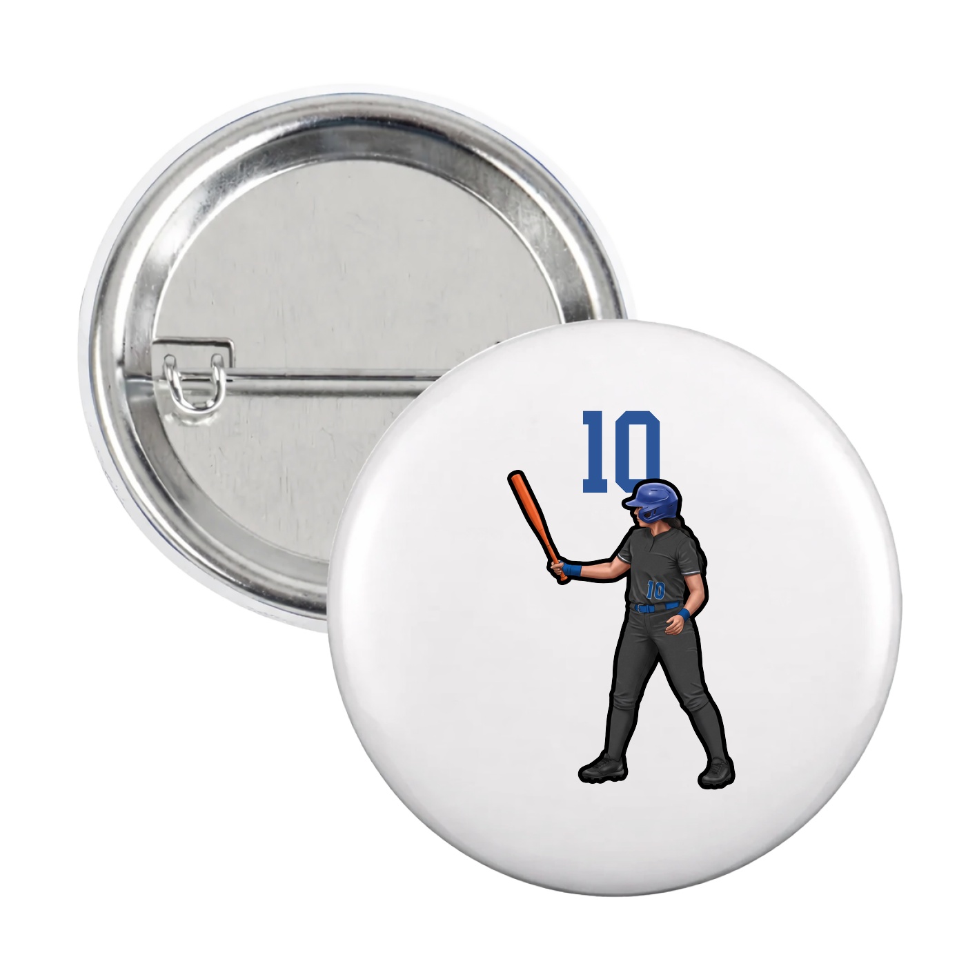 Game Day Button — Number Top in White